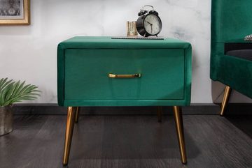 riess-ambiente Nachttisch FAMOUS 45cm smaragdgrün / gold (Einzelartikel, 1-St), Schlafzimmer · Samt · Metall · Konsole · Kommode · Retro