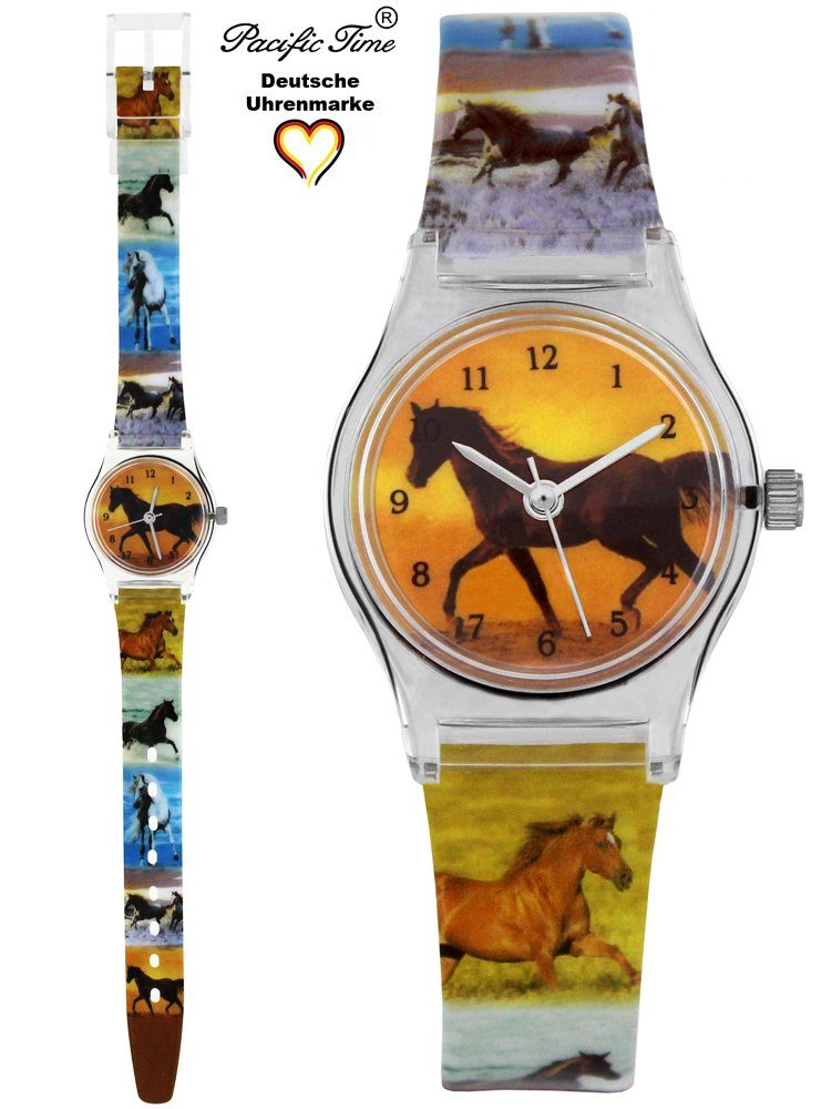 Pacific Time Quarzuhr Kinder Armbanduhr Pferd Kunststoffarmband, Gratis Versand mehrfarbig