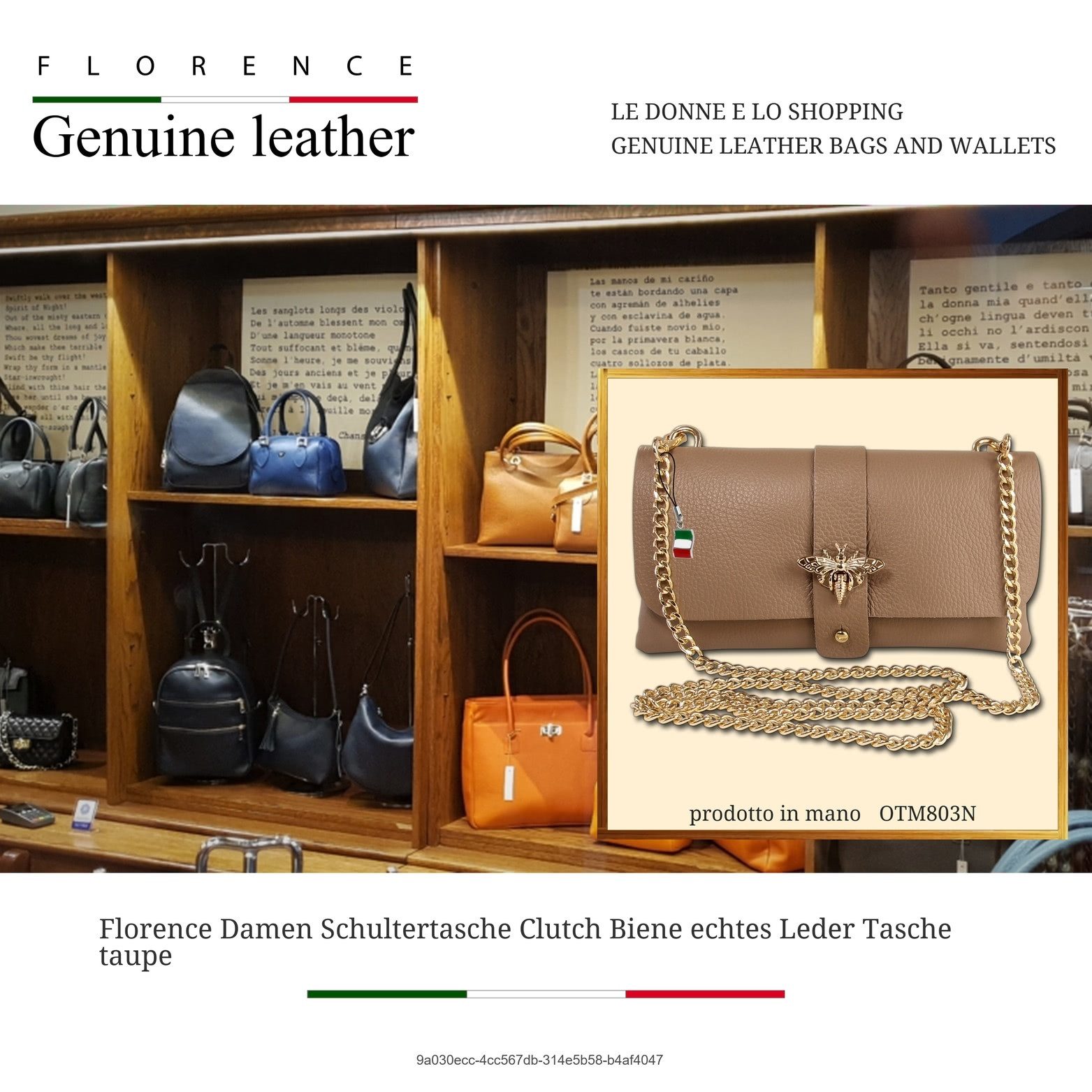 FLORENCE Clutch Florence Damen Schultertasche Clutch (Clutch, Clutch), Damen Tasche Echtes Leder taupe, beige klein 23x12x3cm