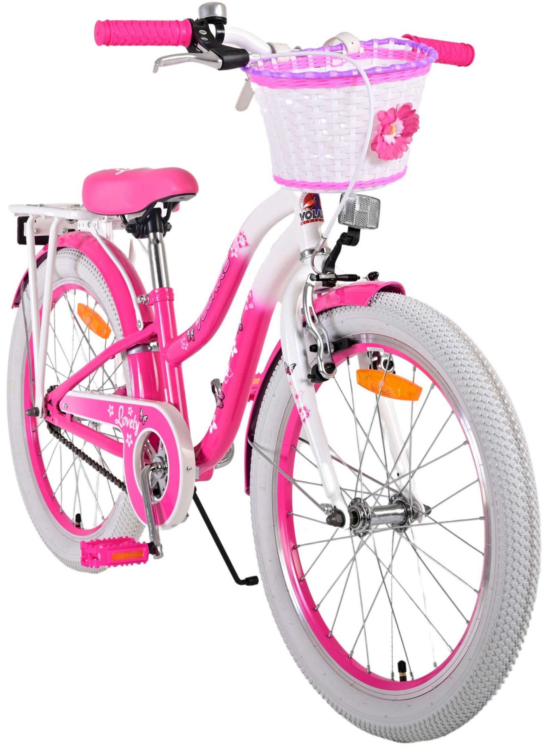 TPFSports Kinderfahrrad Volare Lovely Kinderfahrrad mit Rücktritt + Handbremse, 1 Gang, (Mädchen Fahrrad - Rutschfeste Sicherheitsgriffe), Kinder Fahrrad 20 Zoll mit Ständer Laufrad Mädchen Kinderrad