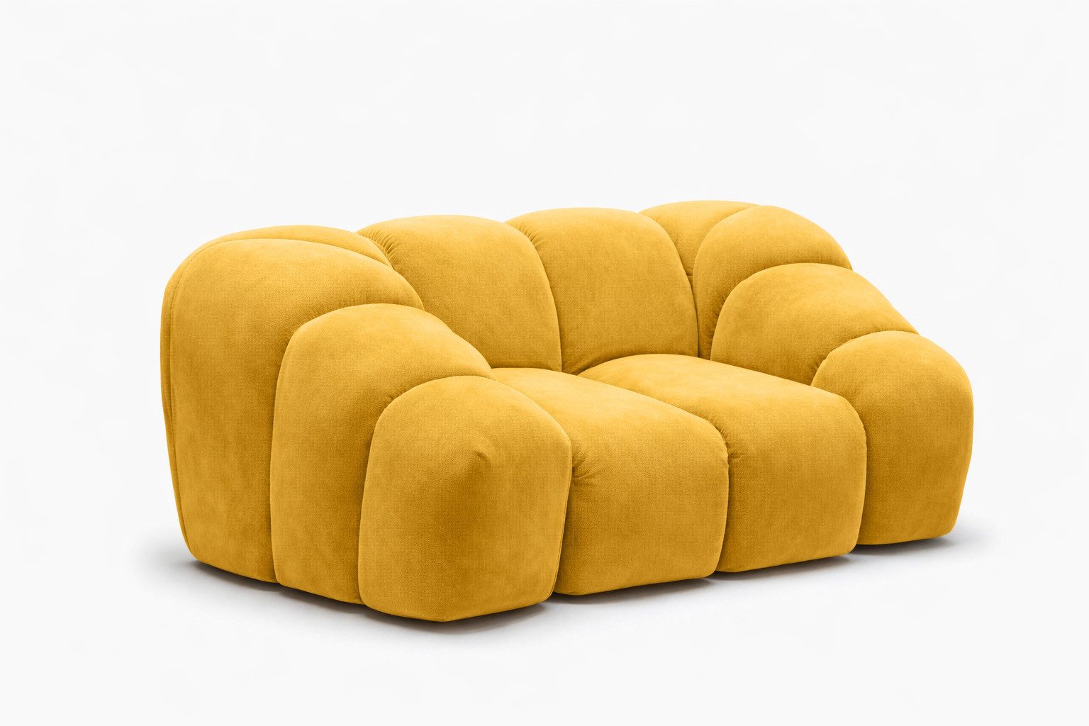 Kaiser Möbel Sessel modular für Wohnzimmer, Samtstoff Bluvel, CROISSANT (Einzelsessel, Einzelsessel), abgerundete Form,modulares System