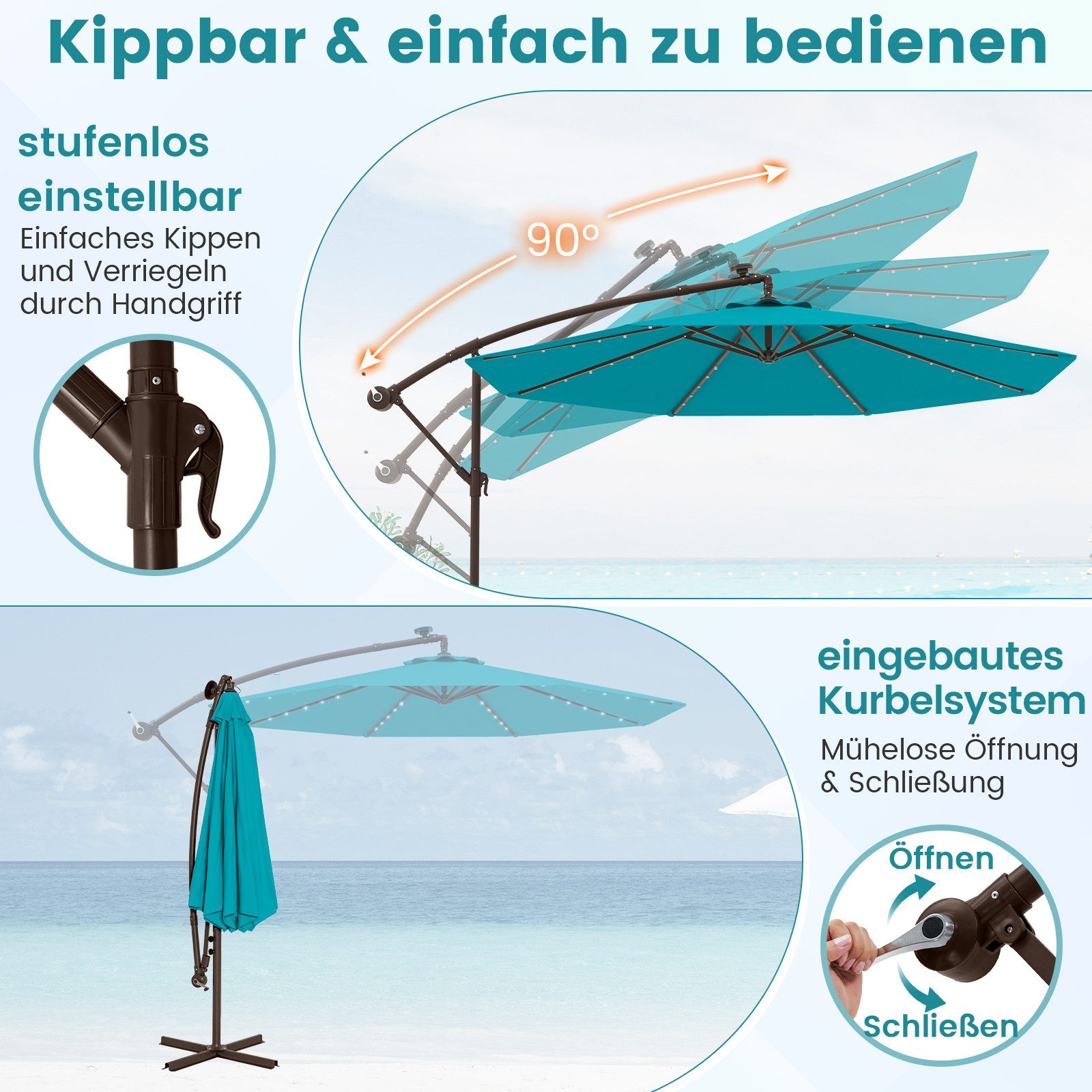 COSTWAY Sonnenschirm Gartenschirm, mit Ständer, 40 günstig online kaufen