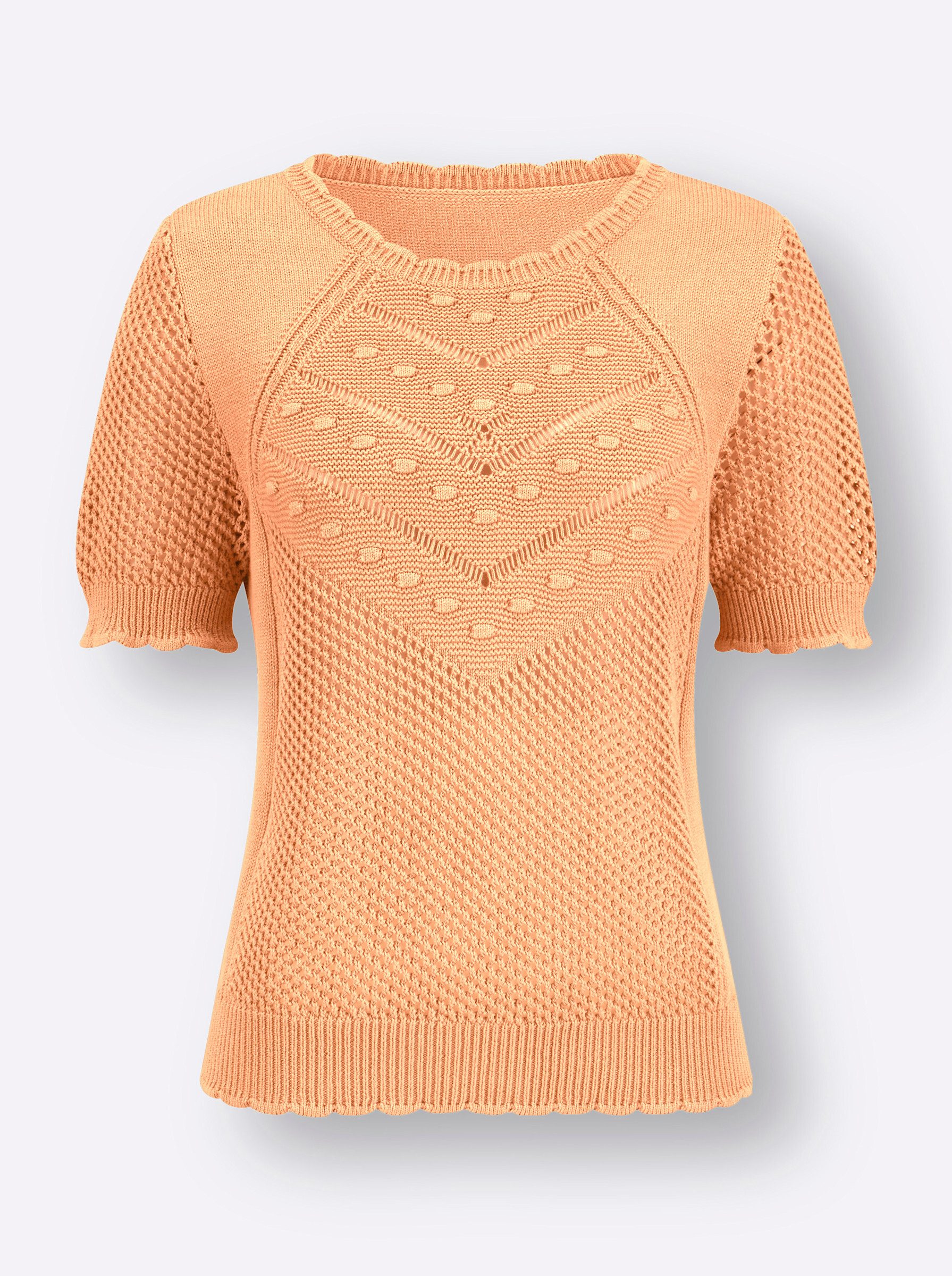 Witt Strickpullover Pullover Kurzarm Ajourstrick, Strukturstrick