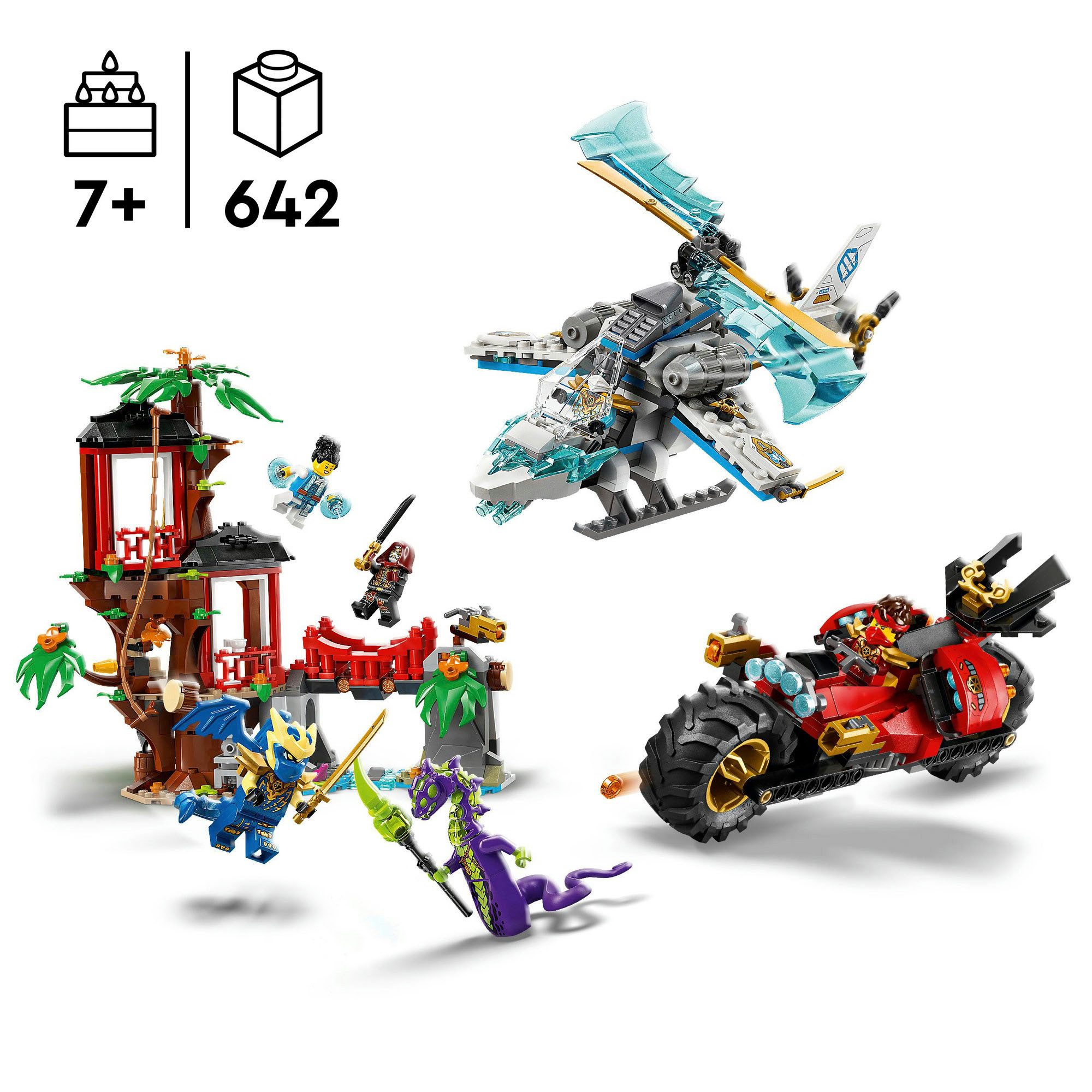 LEGO® Showdown am Baumhaus mit dem Ninja-Bike (71857), LEGO Ninjago Konstruktionsspielsteine, (642 St) – Bild 3 von 5