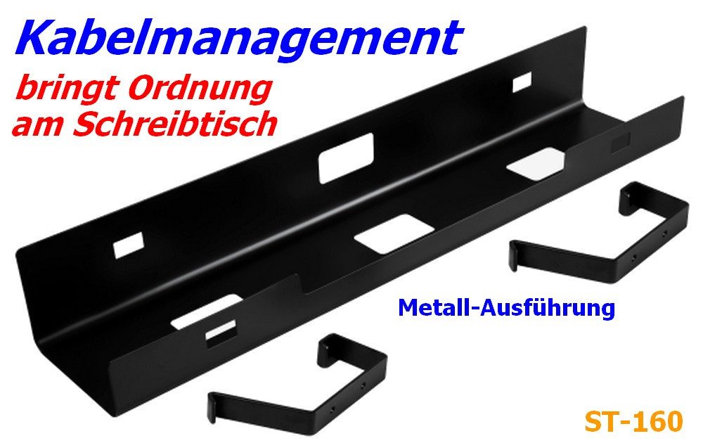 McPower Kabelkanal ST-160/161 Kabelmanagement Kabelkanal schwarz oder weiss (Sparset, Set in schwarz oder weiß), Befestigungswinkel, stabile Metallausführung