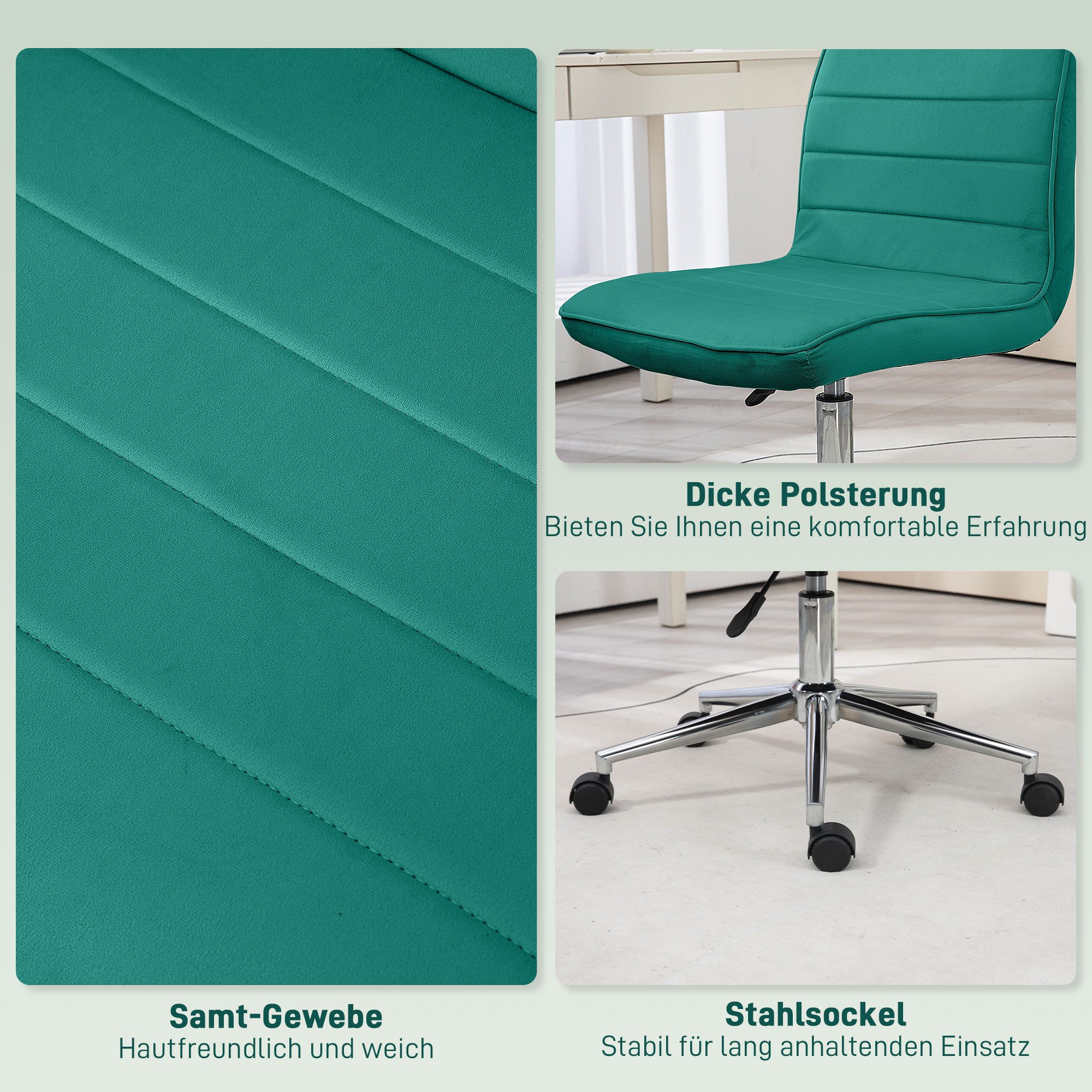 HOMCOM® Bürostuhl Chefsessel Höhenverstellbar Leinen Grau Drehstuhl