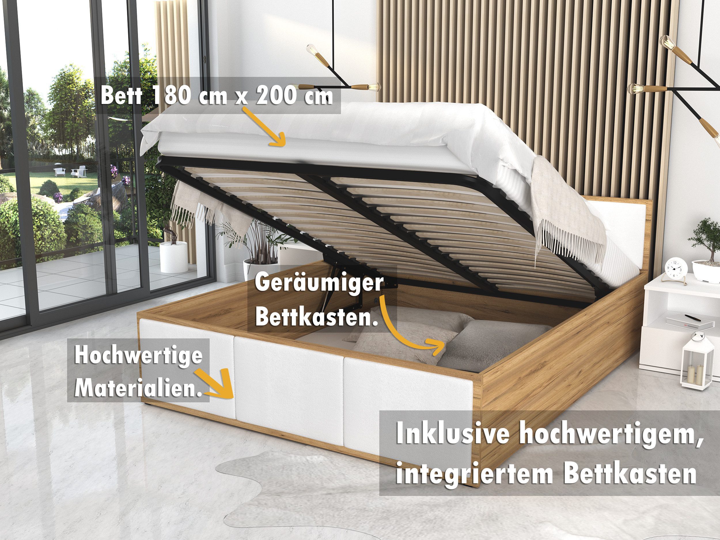 FDM Stauraumbett mit Bettkasten und Lattenrost günstig online kaufen