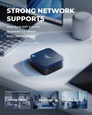 NiPoGi Business Windows 11 Computer Mini Pc Office HomeOffice Pc Mini-PC (Adler Ν95, Adler Lake Graphics, 8 GB RAM, 256 GB SSD, Luftkühlung, Multimedia Workstation, Desktop, Handheld, Mobil, Aldr Lake N95)