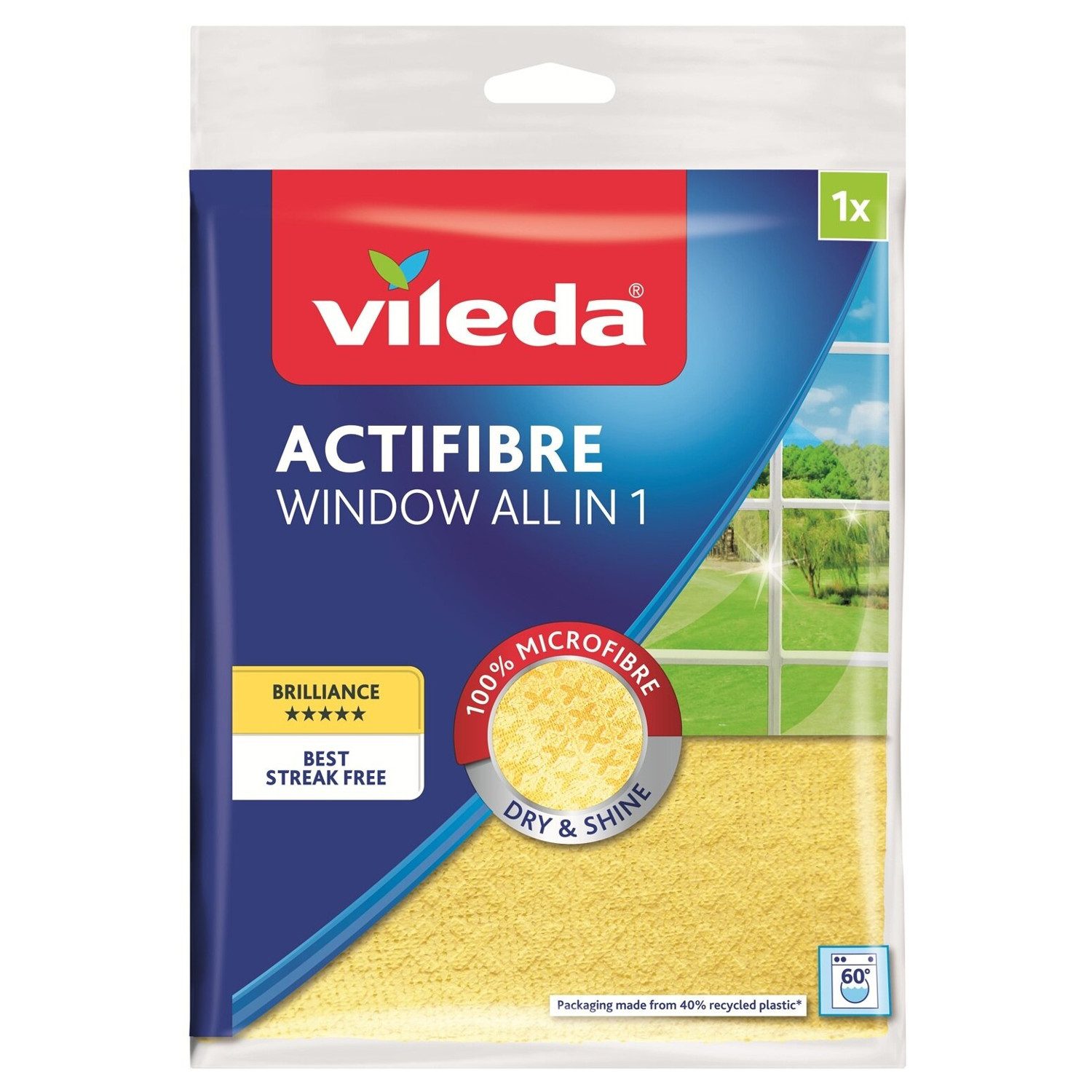 Vileda Actifibre Glastuch zum Fensterputzen Mikrofasertuch (1-tlg)