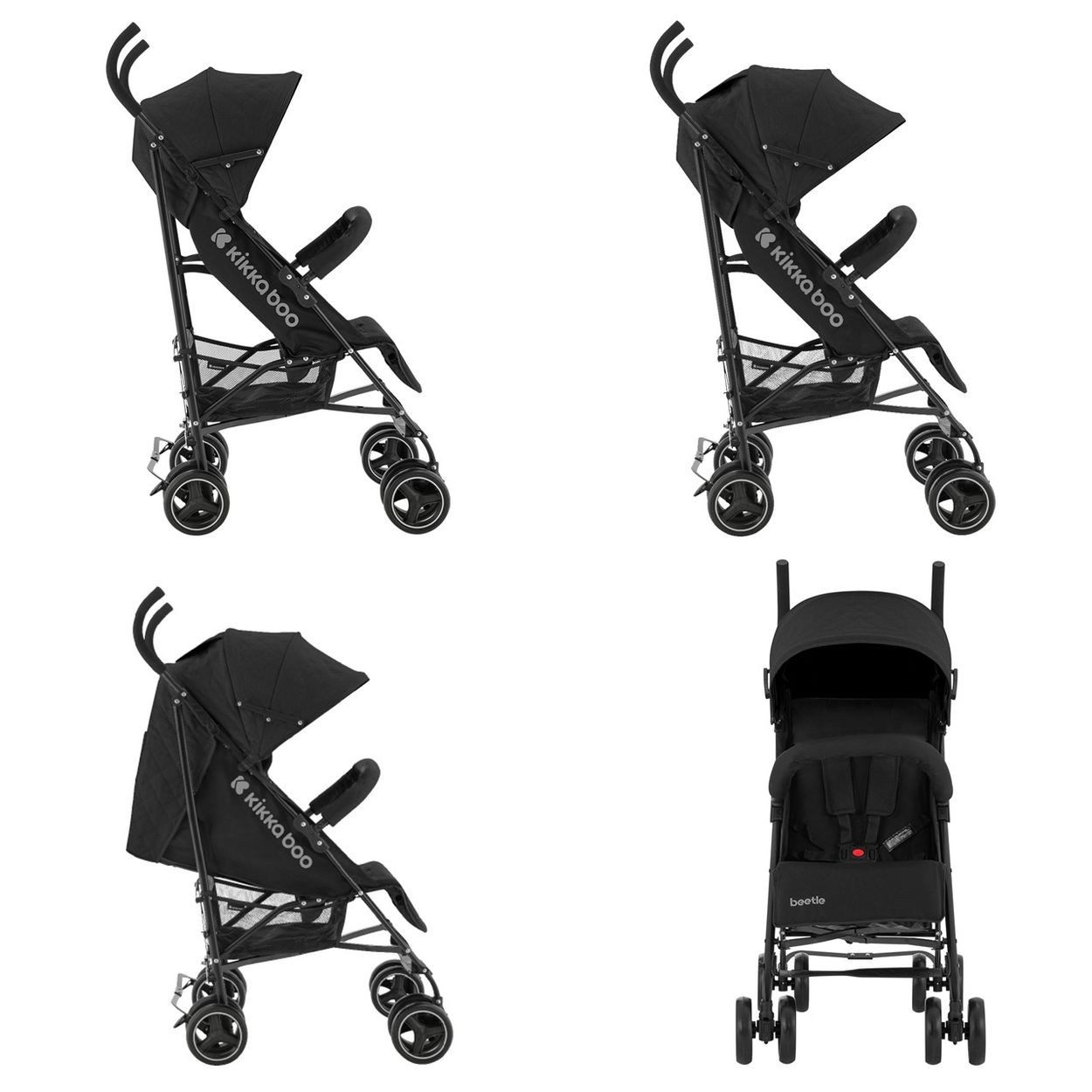 Kikkaboo Kinder-Buggy Kinderwagen Käfer Stahlrahmen, Stahlrahmen, Korb, abnehmbare Vorderräder, Fußstütze