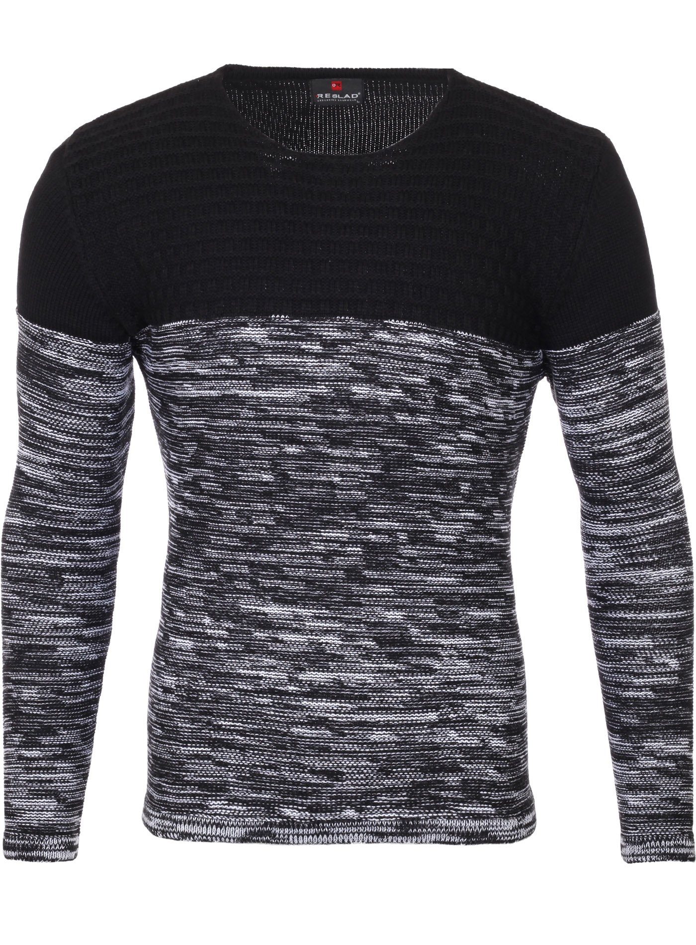 Reslad Strickpullover Reslad Strickpullover Herren-Pullover Melange Colorblock Rundhals (1-tlg) Slim Fit Rundhalspullover für Männer