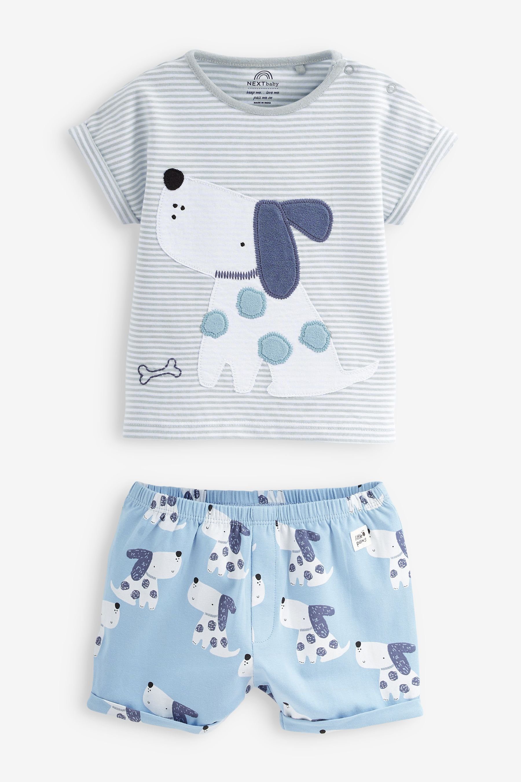 Next T-Shirt & Shorts Baby T-Shirts und Shorts, 2-teiliges Set (2-tlg) Blue Dog | Hosen-Sets