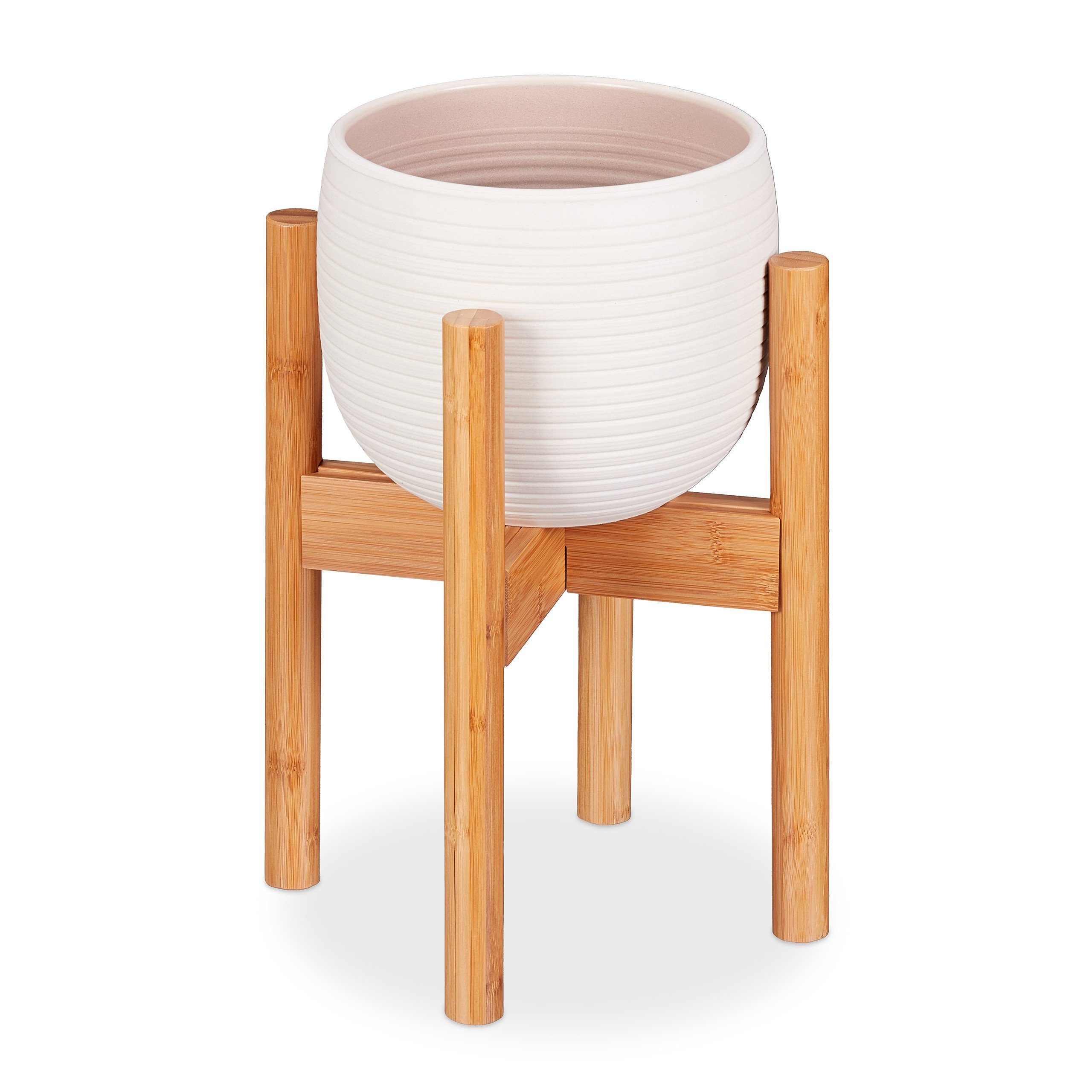 relaxdays Blumenständer Bambus verstellbar günstig online kaufen