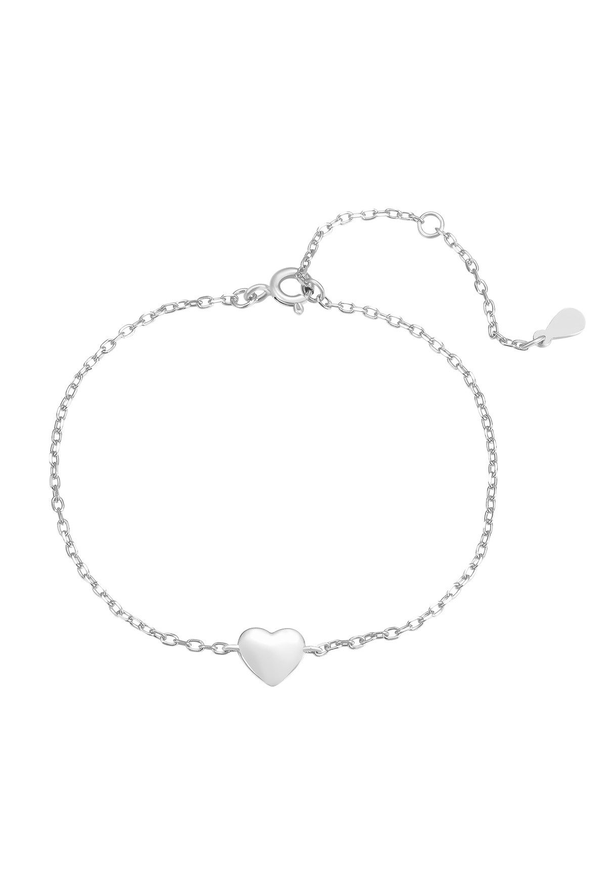 Hey Happiness Charm-Armband Romantik-Duo, Herzkettchen zur Auswahl, 925 Silber Liebe Herz Damen Armkettchen mit/ ohne Kristall