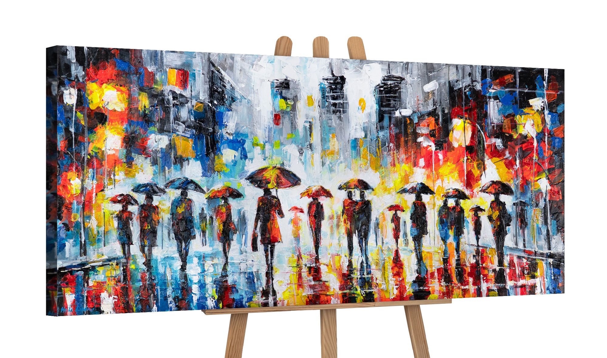 YS-Art Gemälde Wandbild, Menschen, Leute, Personen, Regenschirm, Teddybär, Tänzerin