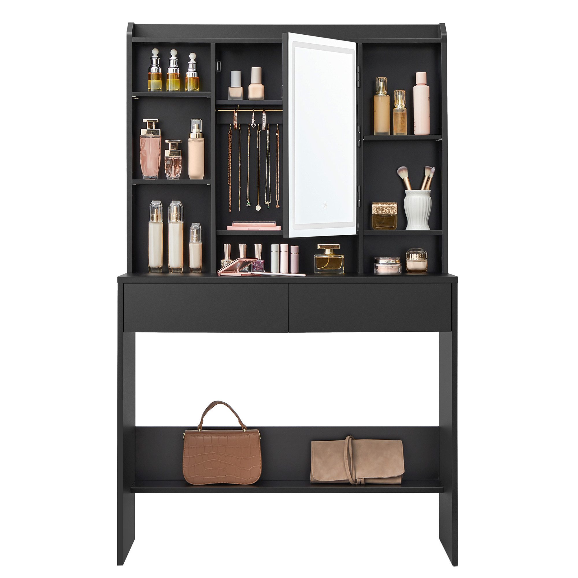 VASAGLE Schminktisch mit LED-Beleuchtung, 3 Farben mit Einstellbarer Hellig günstig online kaufen