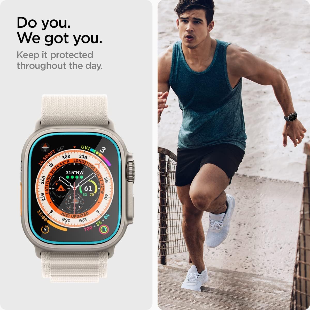 Spigen Displayschutzglas 2x Panzerglas für Apple Watch Ultra 4/3/2/1 Displayschutz Schutzglas für Apple Watch Ultra 4, 2x Displayschutz-Set, 2 Stück, 9H Hartgla – Bild 4 von 5