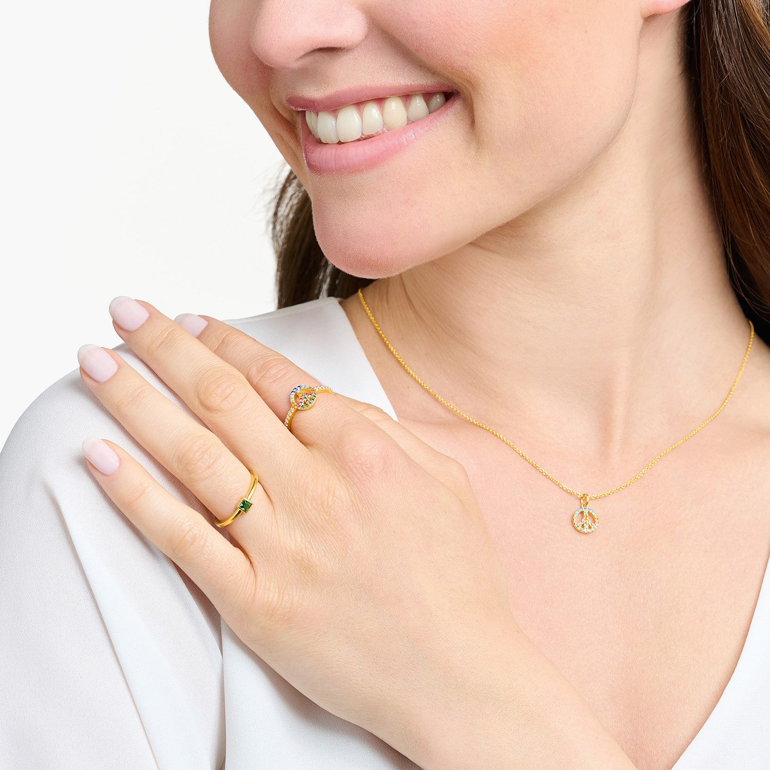 THOMAS SABO Silberring Peace Goldfarben Bunte günstig online kaufen