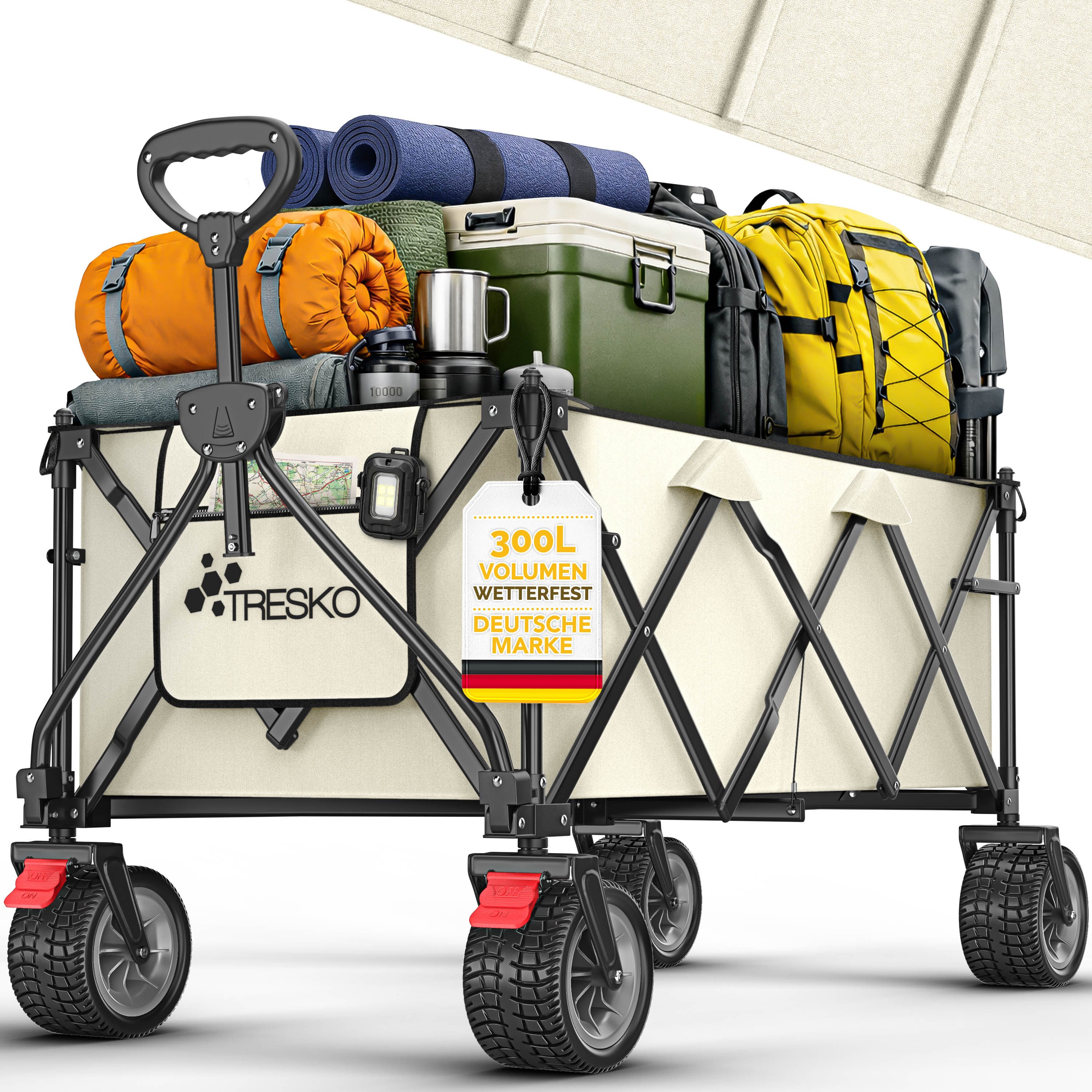 Bollerwagen Bollerwagen faltbar 300L mit Bremse Handwagen klappbar 150kg