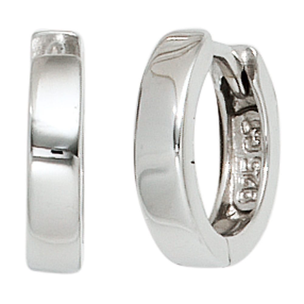 Schmuck Krone Paar Creolen Creolen, 11,6mm, 925 Silber, rhodiniert, Silber 925