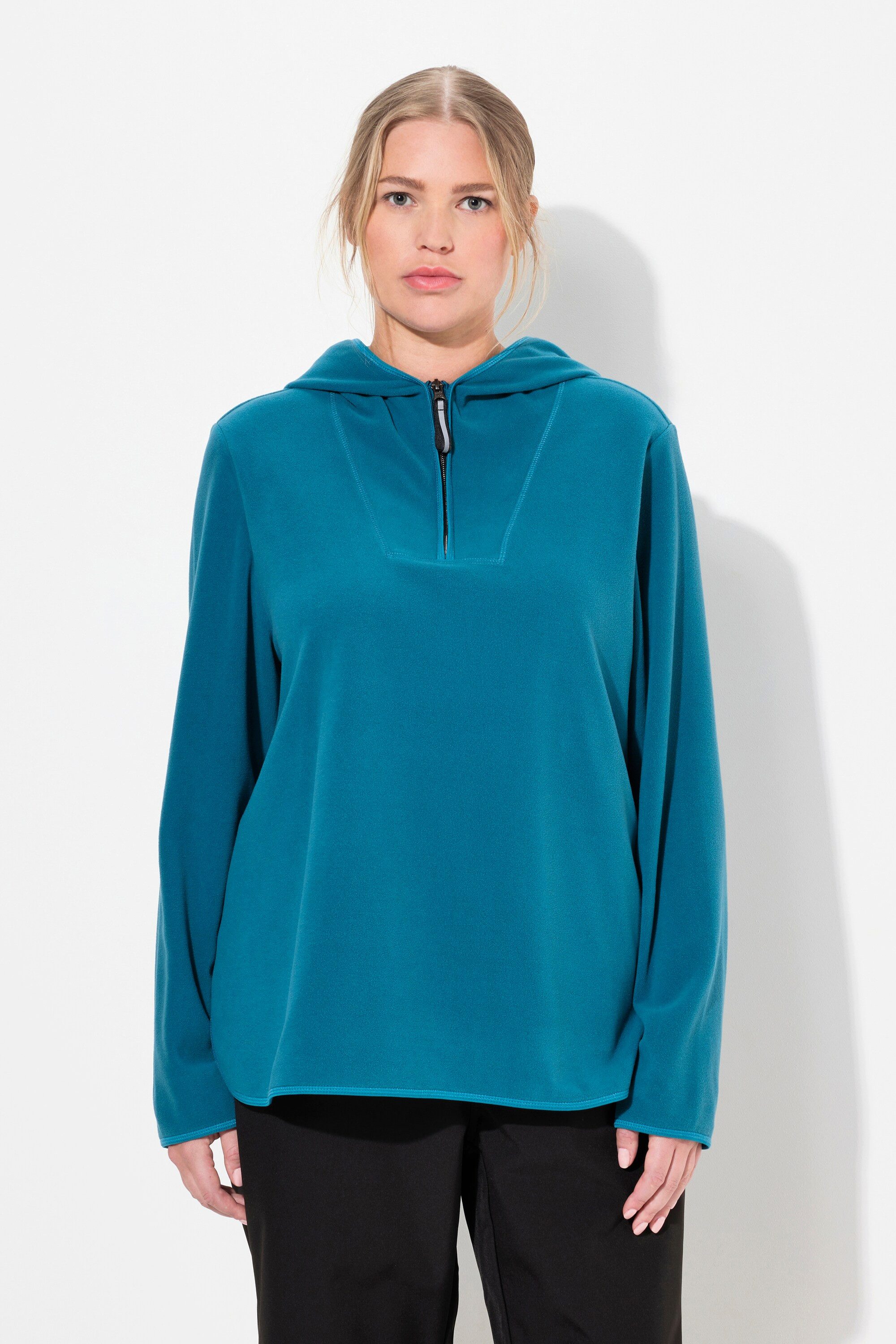 Ulla Popken Sweatshirt Fleece-Troyer kurz Oversized günstig online kaufen