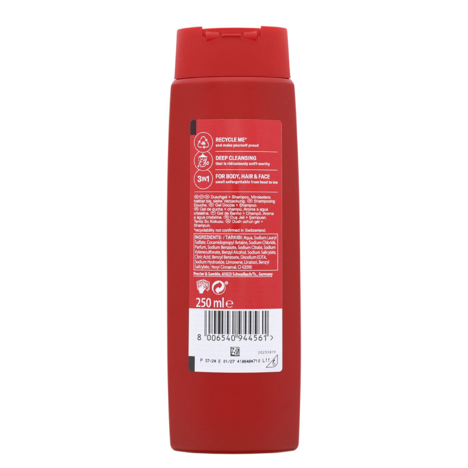 Old Spice Haarshampoo 3x Old Spice Whitewater 3in1 Shampoo für Haar, Gesicht & Körper für la
