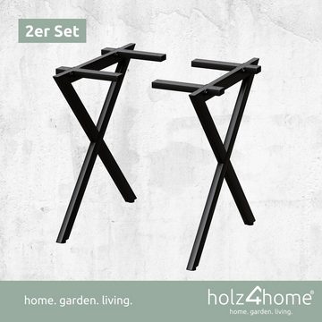 holz4home Tischgestell X-Struktur Modell (2 Stück im Set), Metall Schwarz pulverbeschichtet