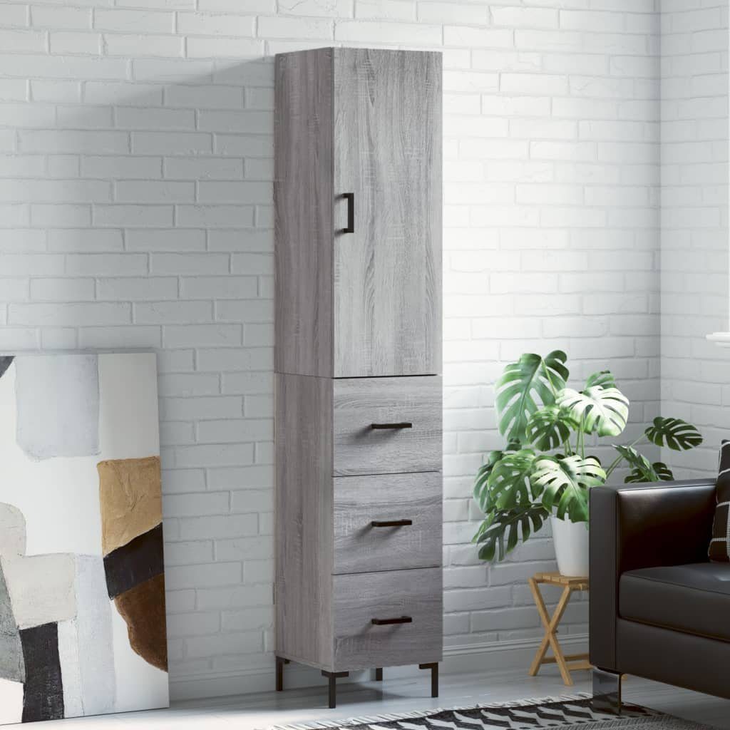 vidaXL Highboard Highboard Grau Sonoma 34,5x34x180 cm Holzwerkstoff (1 St)