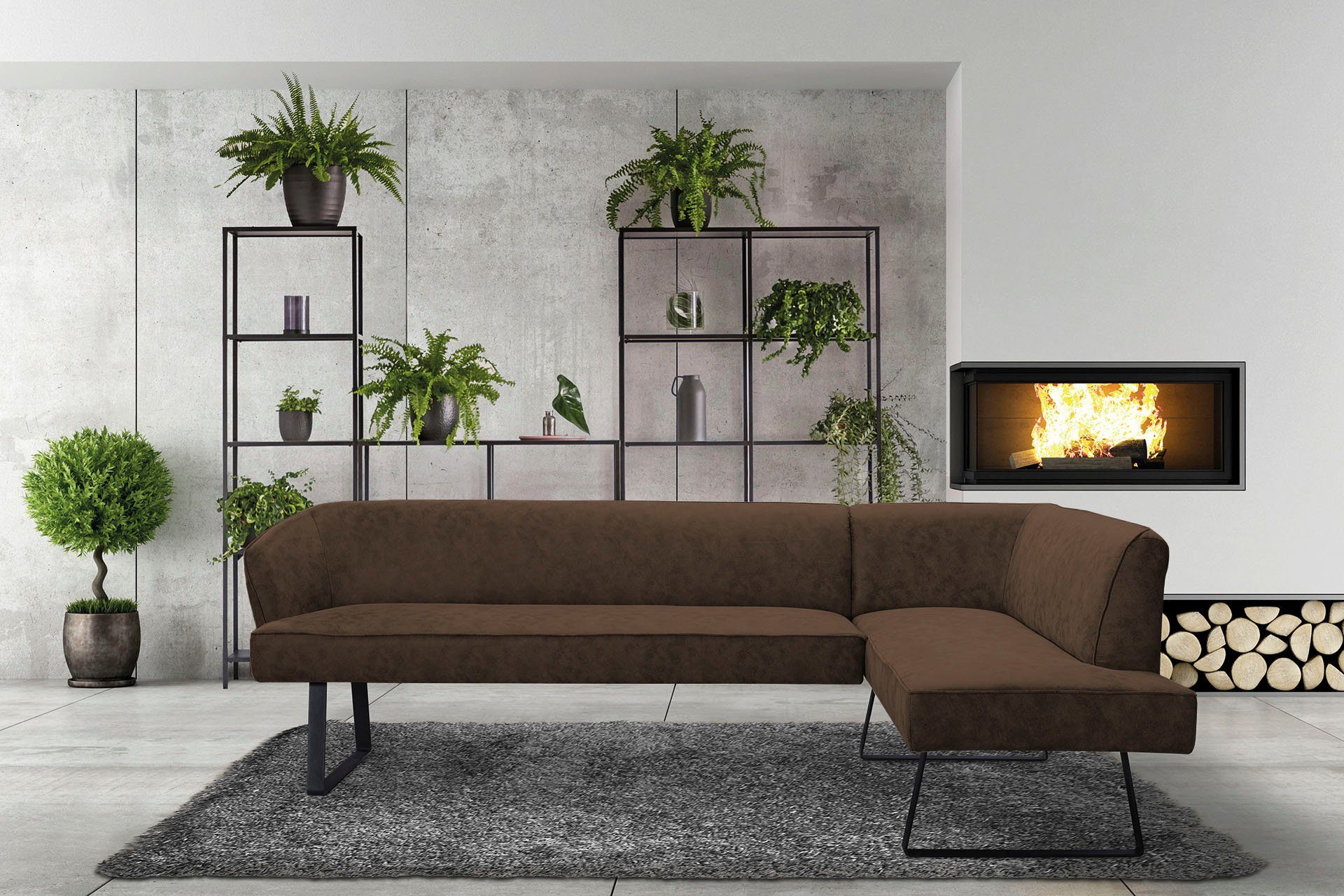 exxpo - sofa in Eckbank fashion Americano, mit Bezug Qualitäten und Metallfüßen, verschiedenen Keder