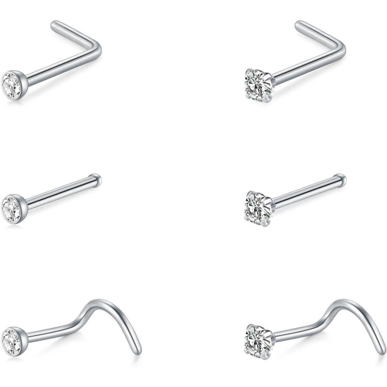 Briana Williams Nasenpiercing Nasenpiercing Stecker Silber Edelstahl 20G L Form Spiral 6er Set