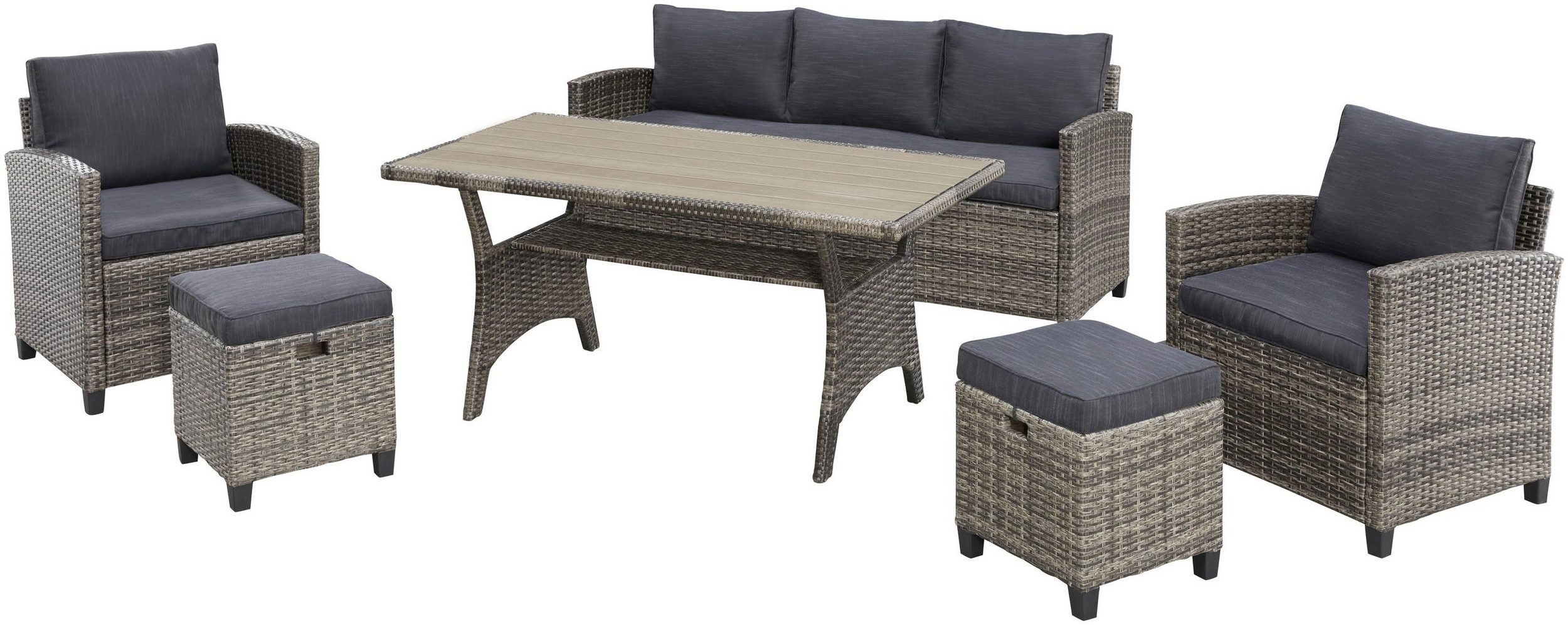 KONIFERA Gartenlounge-Set AMSTERDAM Anthrazit / Grau/Beige