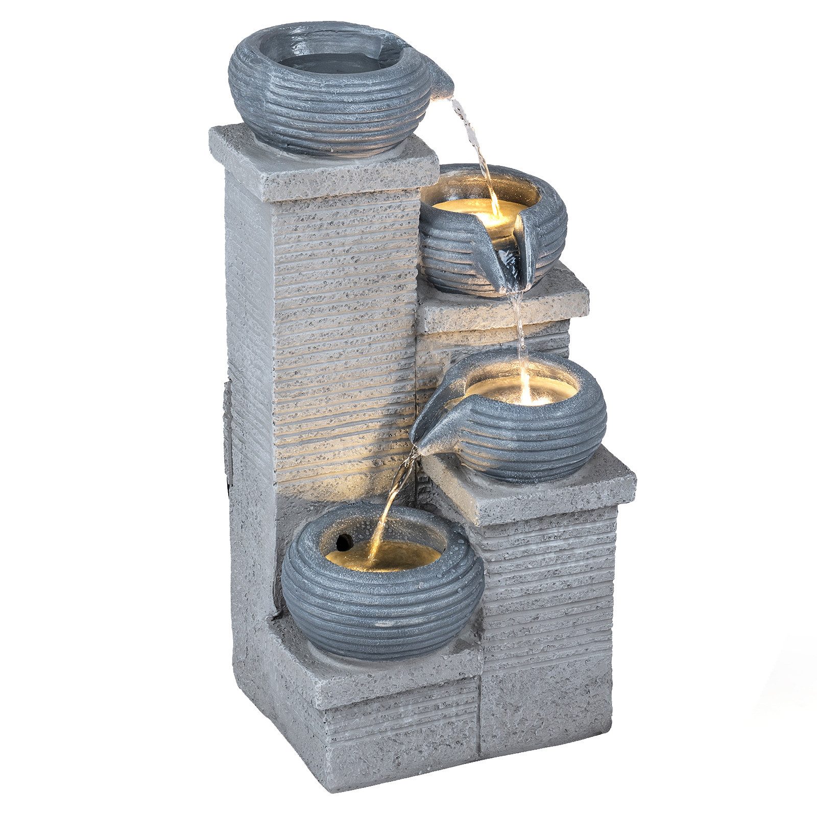 COSTWAY Zimmerbrunnen, Mit LED-Licht, Pumpe & einstellbarem Durchfluss