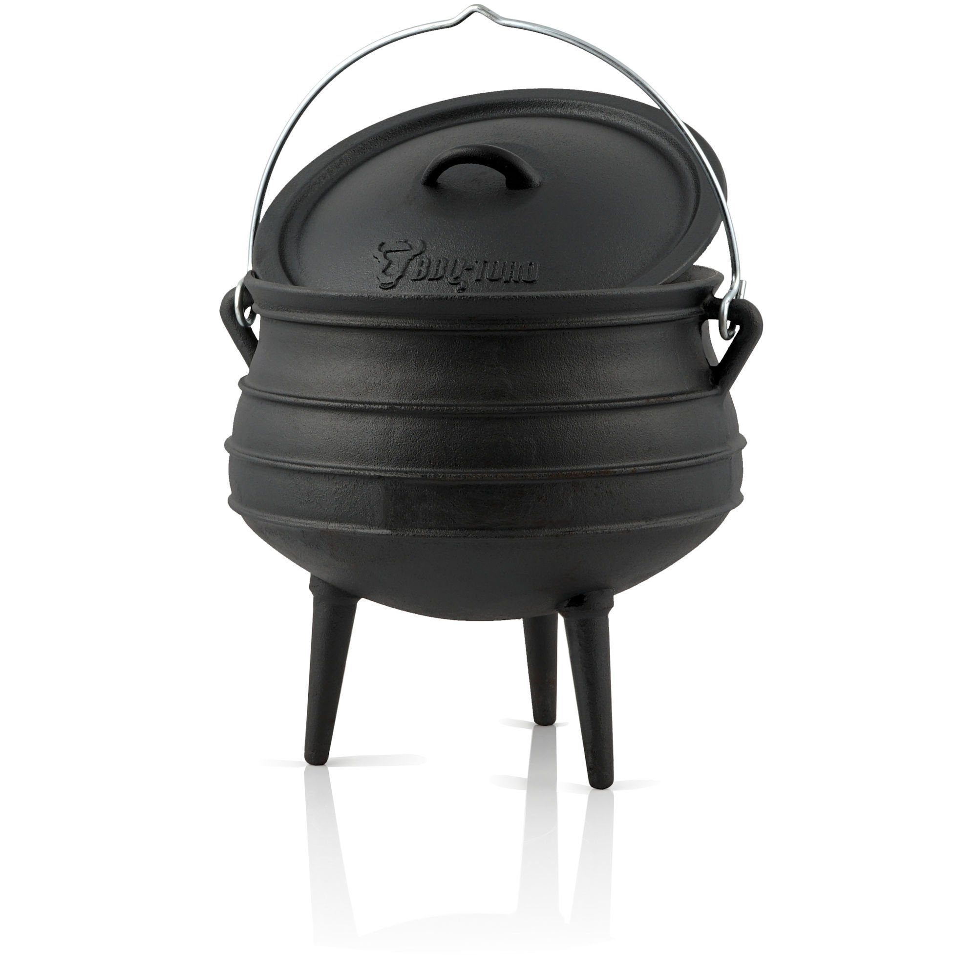 BBQ-Toro Grilltopf Potjie ca. 12 Liter, Südafrikanischer Kochtopf aus Gusseisen mit Füßen, Gusseisen