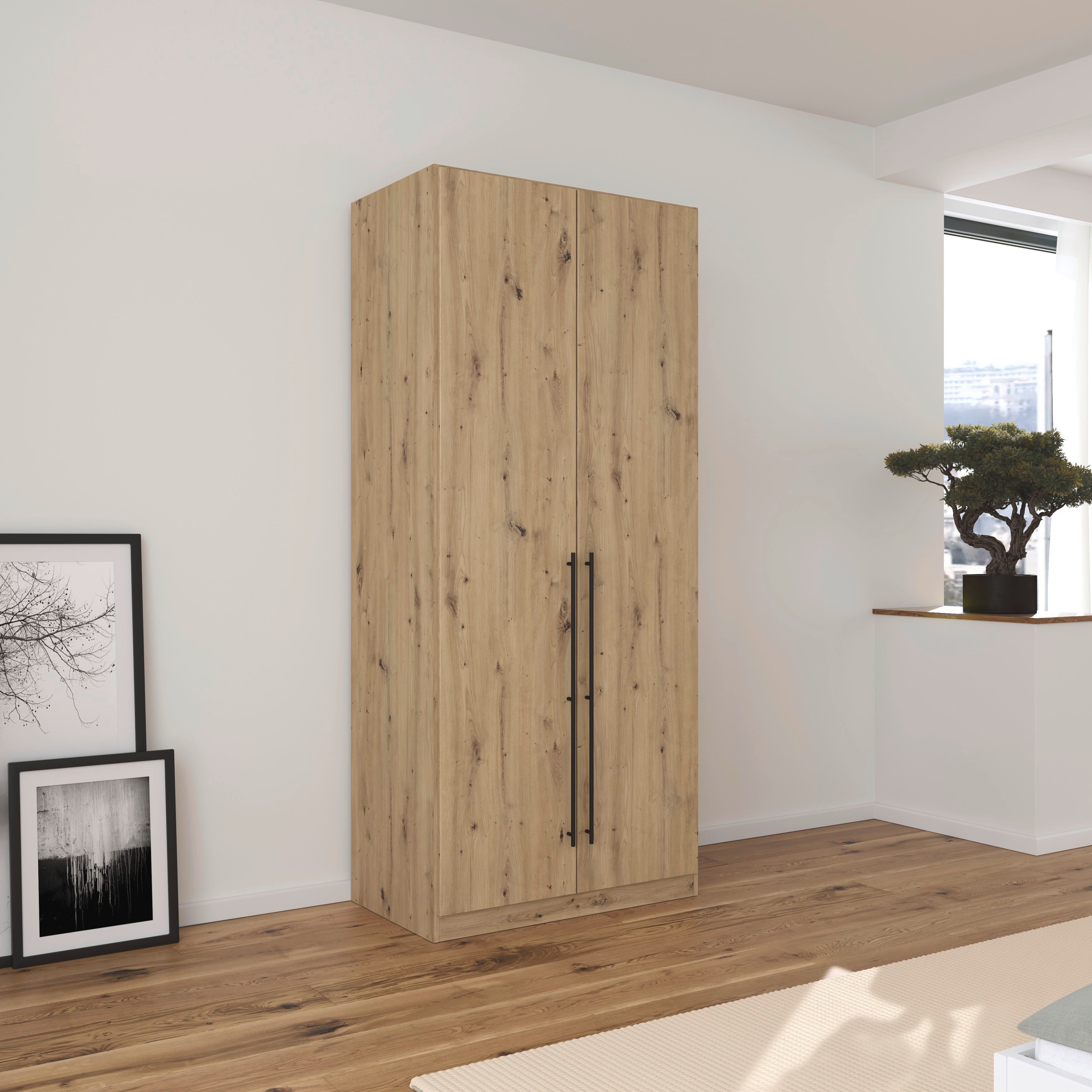 rauch Kleiderschrank Drehtürenschrank Schrank Garderobe Wäscheschrank Schlafzimmer AVOLA (3 verschiedene Ausstattungen BASIC/CLASSIC/PREMIUM (inkl. SOFT-CLOSE) mit hochwertigen Stangengriffen in Schwarz aus Metall MADE IN GERMANY