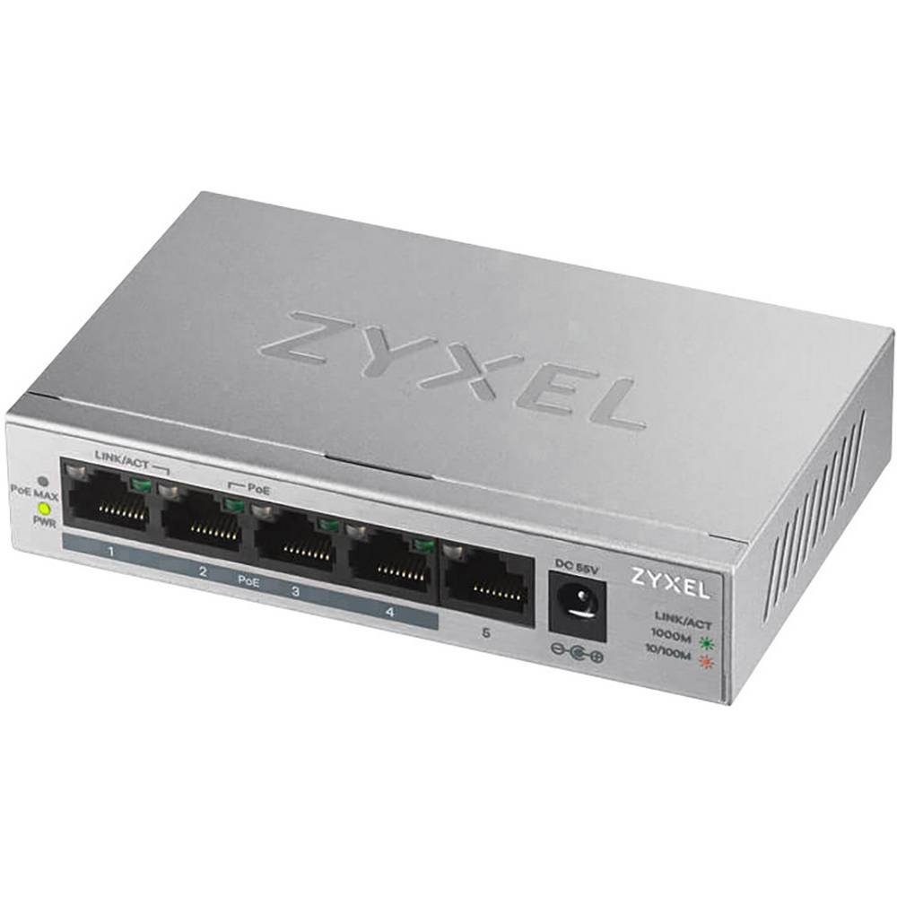 Zyxel 5-Port GbE Unmanaged PoE Switch 60 Watt Netzwerk-Switch (PoE-Funktion)