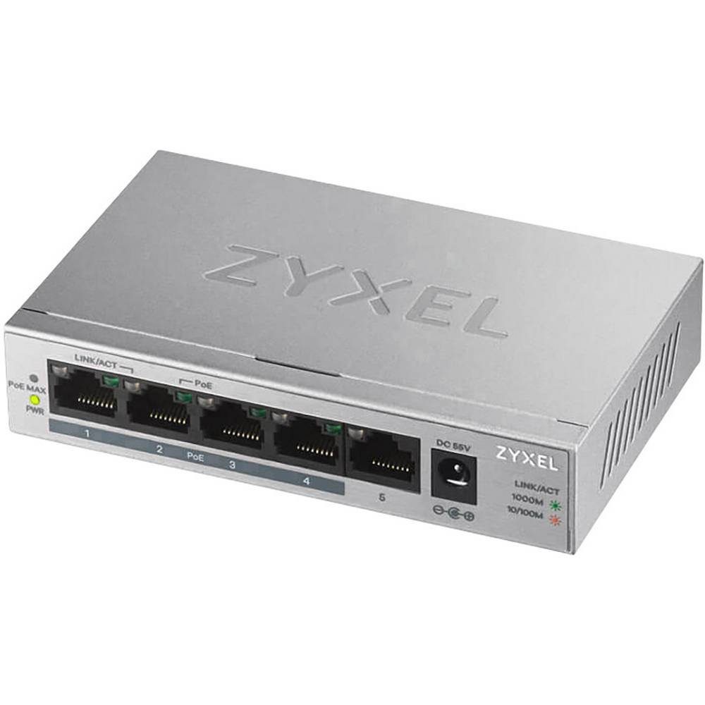 Zyxel 5-Port GbE Unmanaged PoE Netzwerk-Switch 60 Switch Watt (PoE-Funktion)