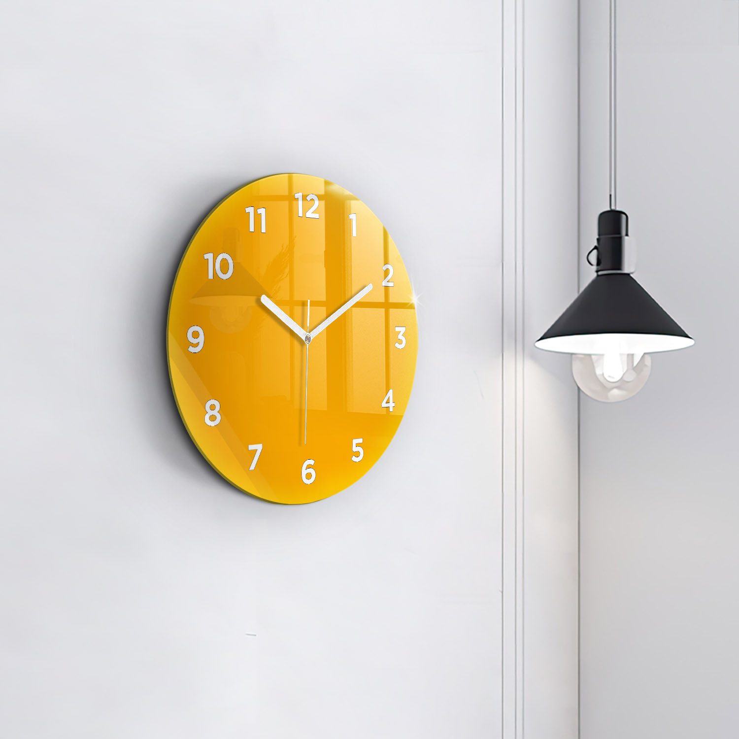 Tulup Wanduhr Wanduhr Glasrunde Uhr Moderne Glaswanduhr 30cm Uhr aus Gehärtetem Glas