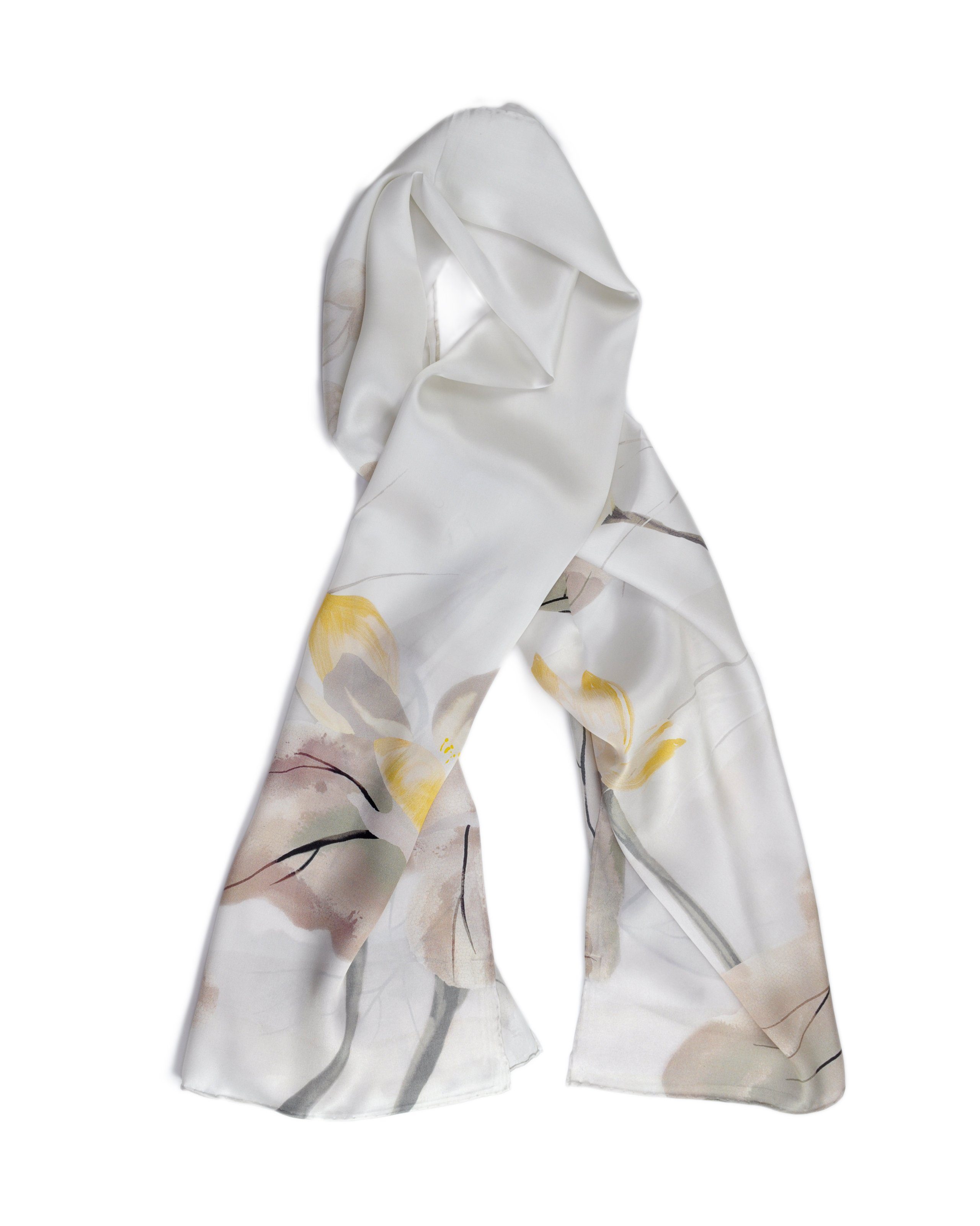 Seidenschal Lotus beige 55 x 175 cm, leichter Damenschal, alljährig