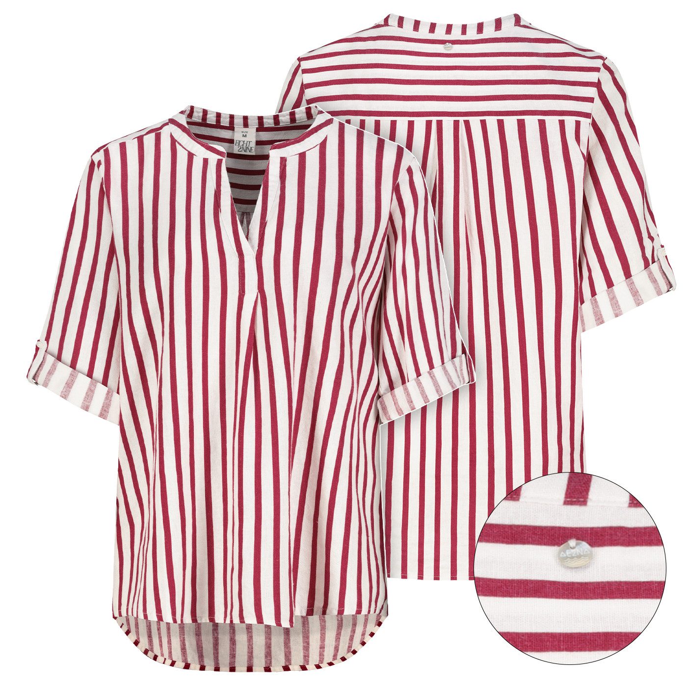 Eight2Nine Hemdbluse Eight2nine Damen Leinen Bluse atmungsaktiv Kurzarmbluse Sommer Urlaub