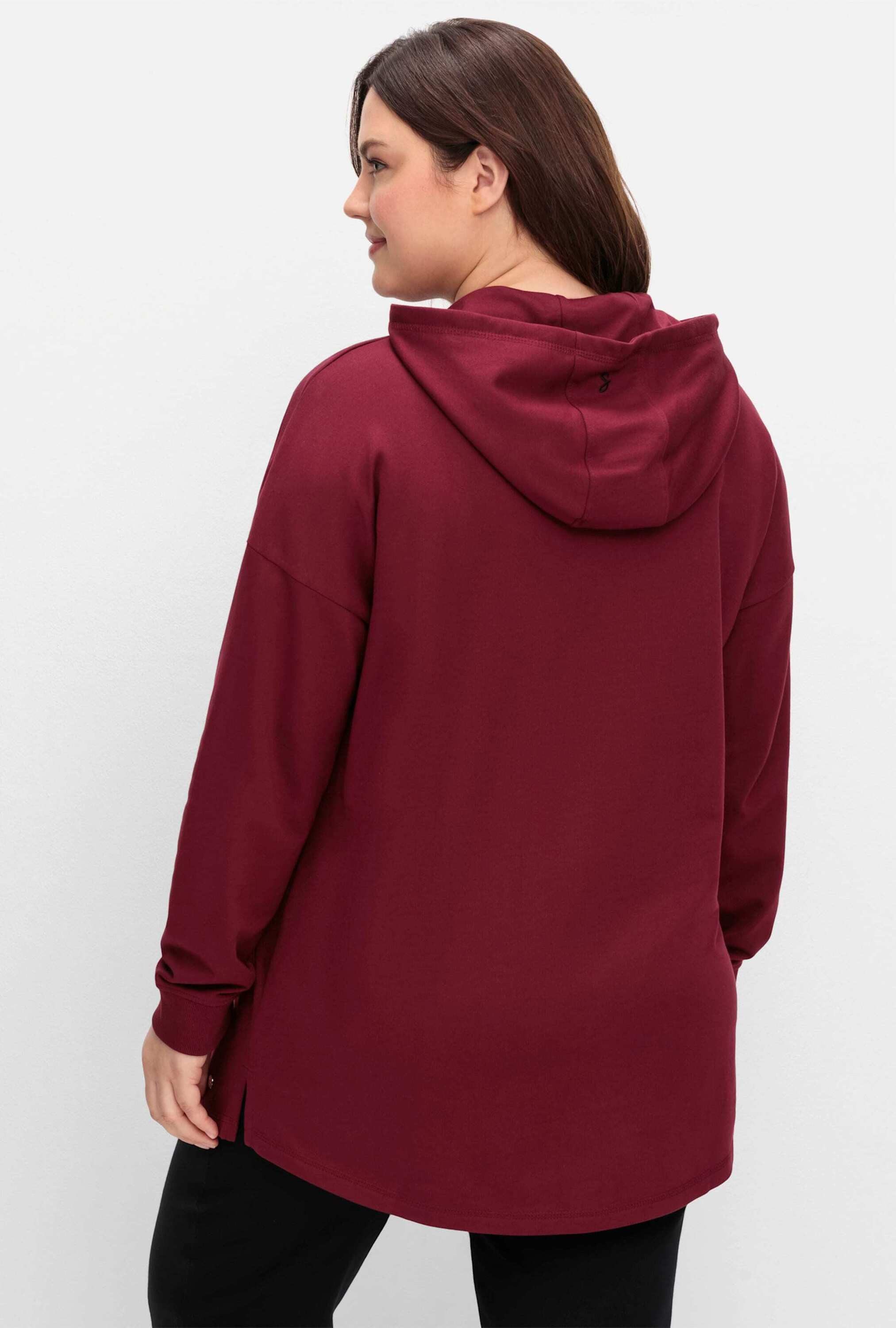 Sheego T-Shirt Kapuzensweatshirt Langarm mit überschnittenen Schultern – Bild 2 von 5