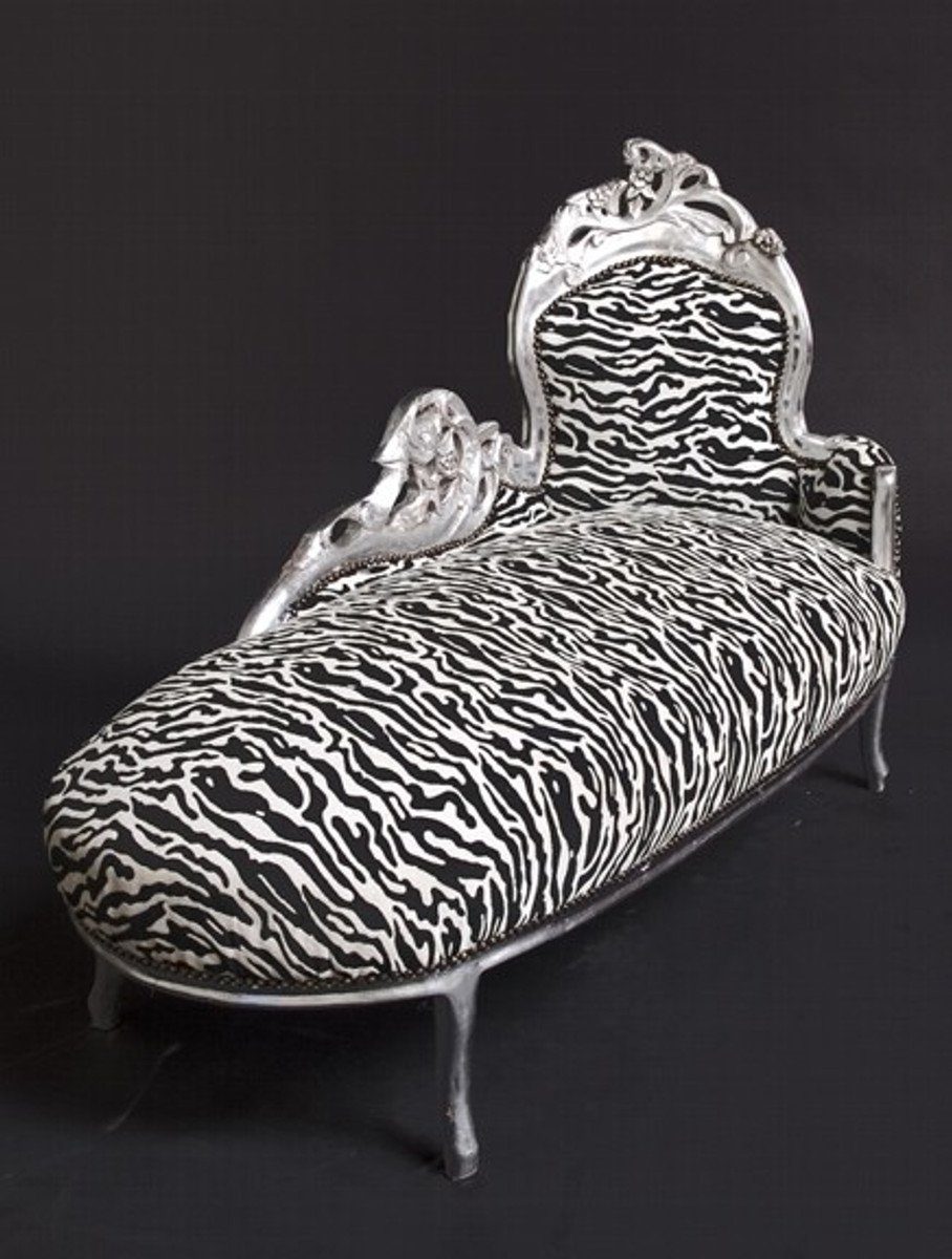 Casa Padrino Chaiselongue Barock Chaiselongue "King" Zebra/Silber