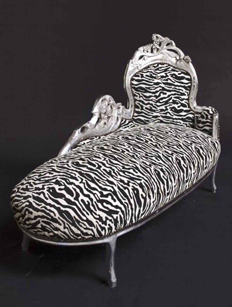 Casa Padrino Chaiselongue Barock Chaiselongue "King" Zebra/Silber