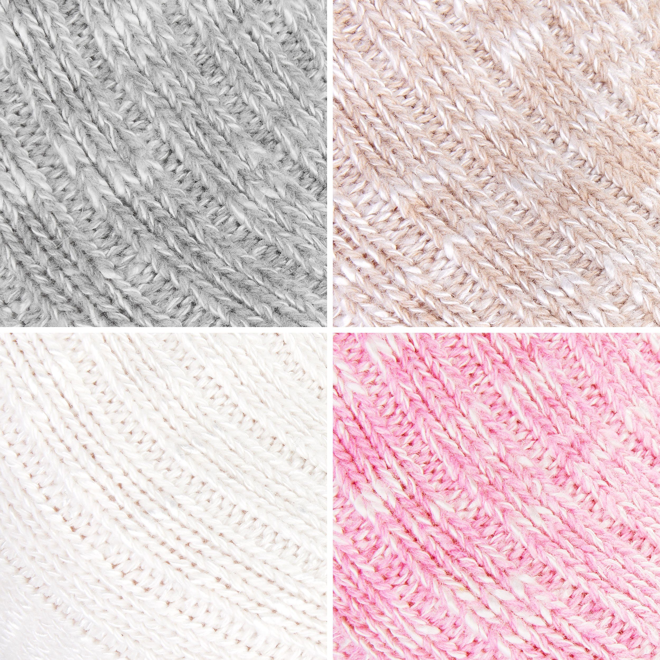 BRUBAKER Socken Damen Wollsocken - Sehr weich, gemütlich, flauschig und atmungsaktiv (Premium Stiefelsocken für Frauen, 4-Paar, Damensocken für Winter - Rosa Beige Grau) Socken Wintersocken Strümpfe
