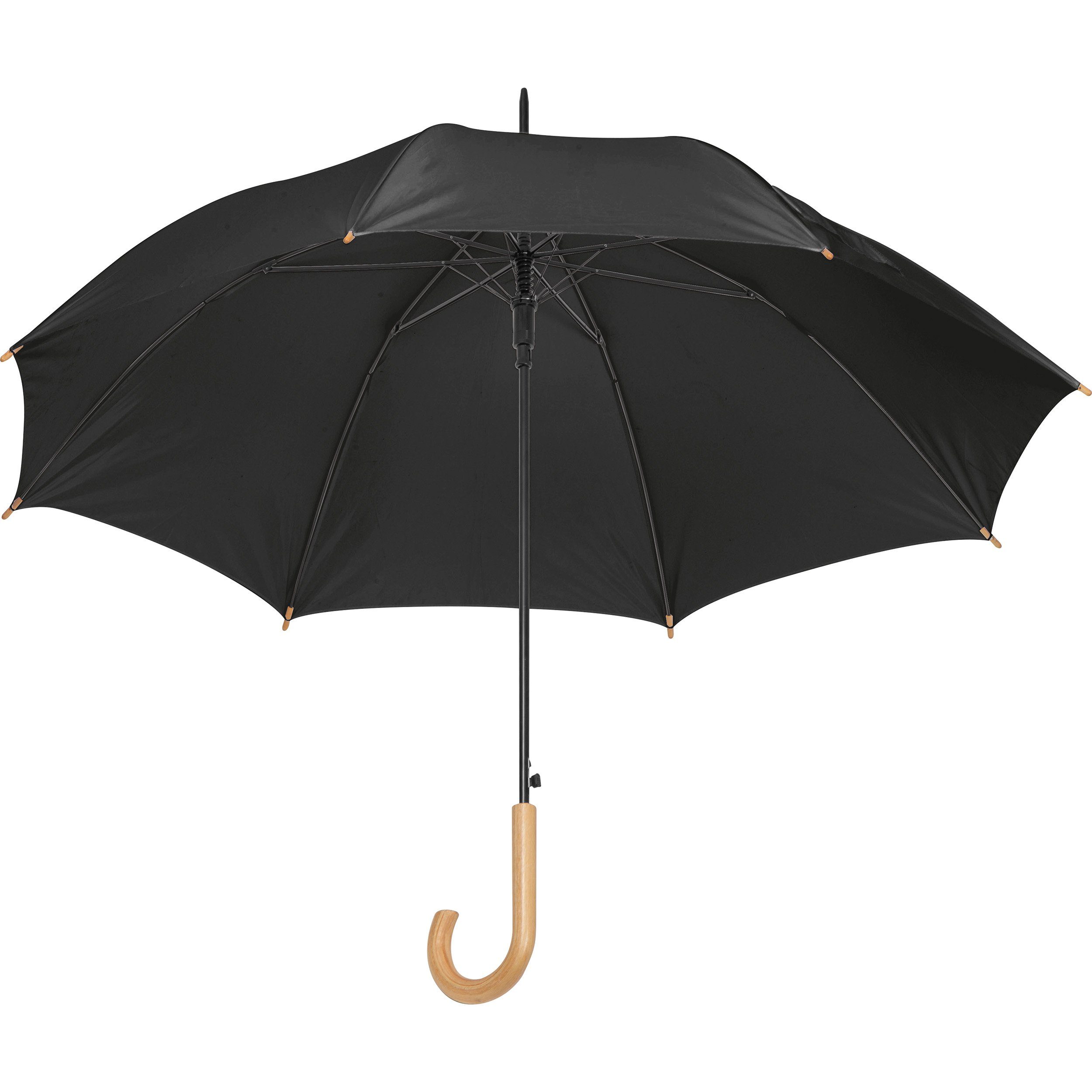 Macma Stockregenschirm Automatik-Regenschirm mit Holzgriff und Holzspitzen / Farbe: schwarz