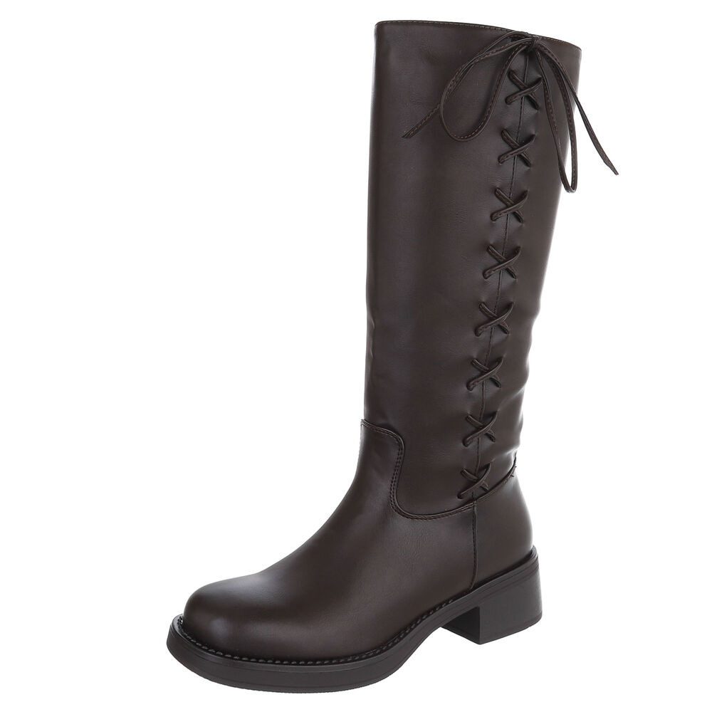 Modische Damen-Stiefel mit Blockabsatz und seitlichen Details Stiefel