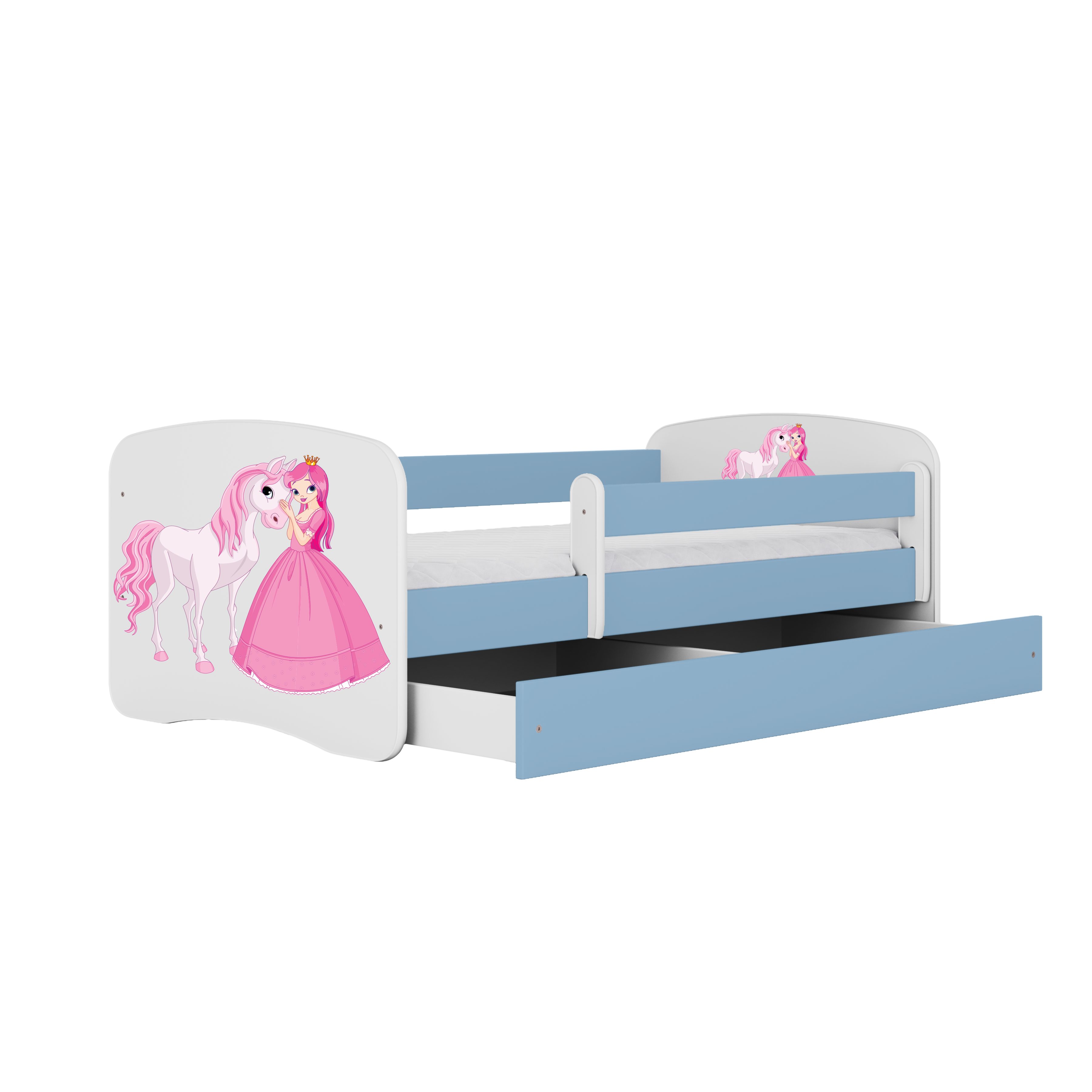 Raumhirsch Furniture Kinderbett 70x140, 80x160, 80x180 cm - Komplettset mit Schublade (Bett für Mädchen, Einzelbett Kinder 2–12, mit Rausfallschutz & Lattenrost), verschiedene Farben & Designs