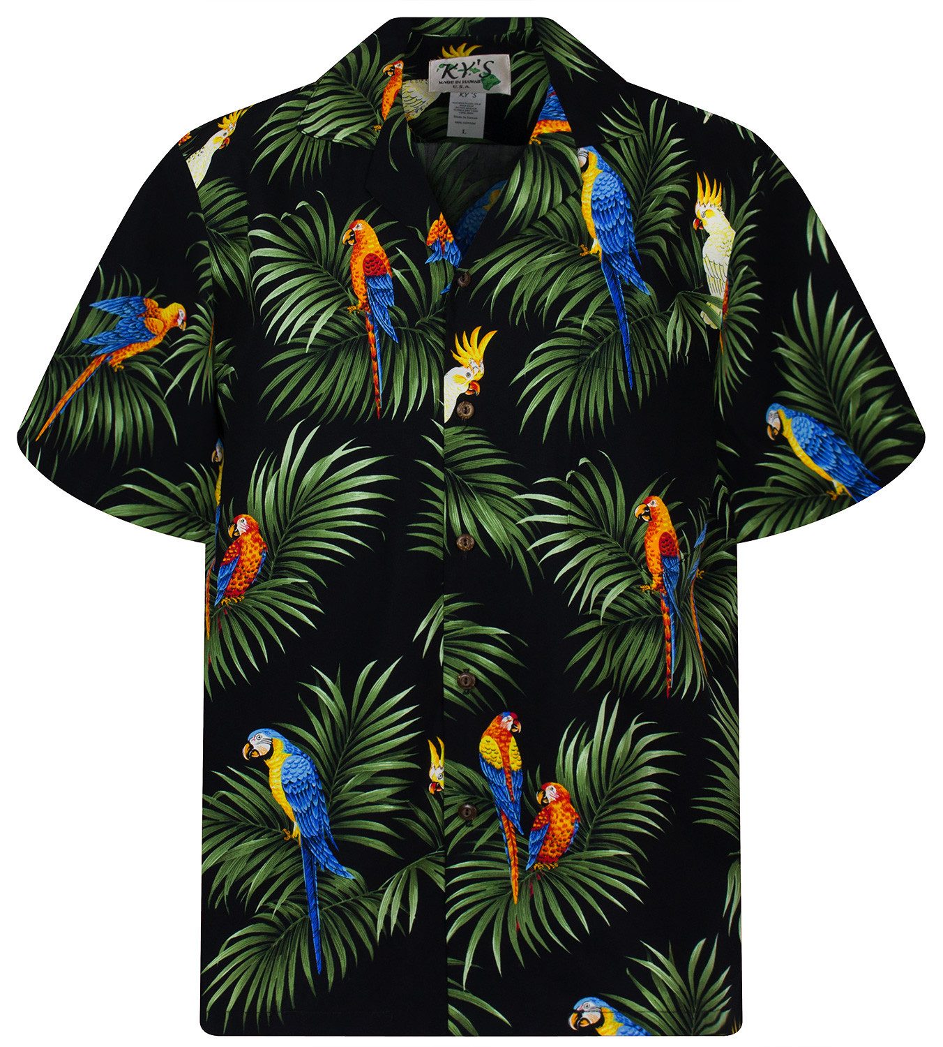 KY's Hawaiihemd Papagei Kakadu Allover Original Hawaiihemd mit 100% Kokosnu günstig online kaufen