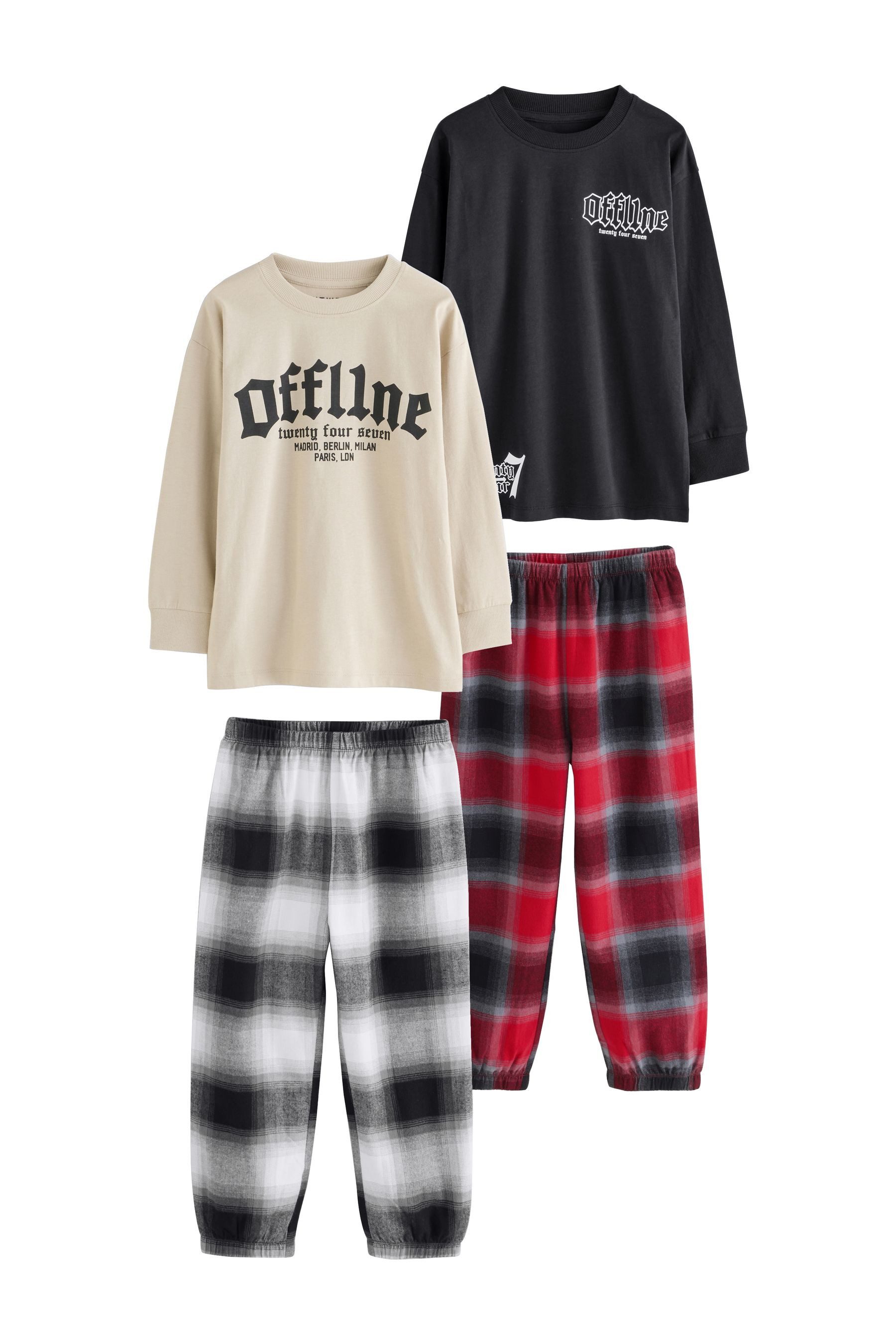 Next Pyjama Karierte Pyjamas aus Webstoff im 2er-Pack (4 tlg)