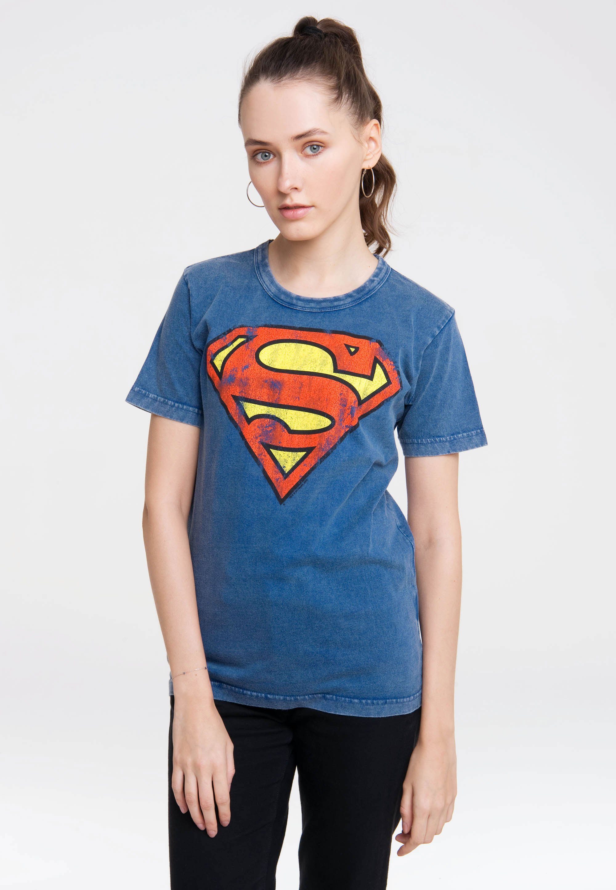 Superman-Logo Print, Superman lizenziertem Comics coolem – DC mit T-Shirt Offiziell LOGOSHIRT mit lizenziert
