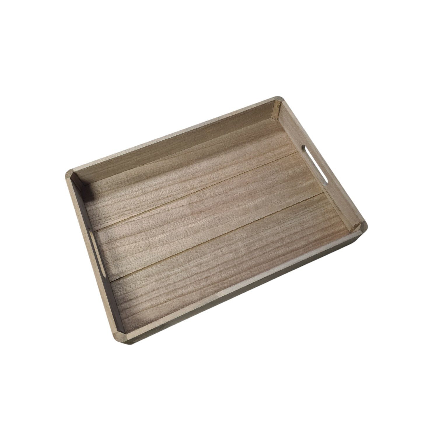 Macosa Home Dekotablett Holztablett Grau 36 cm Holz rechteckig mit Griffen Tablett (Obsttablett Wohn-Accessoire modern), Tisch-Dekoration Kerzenteller Servierplatte